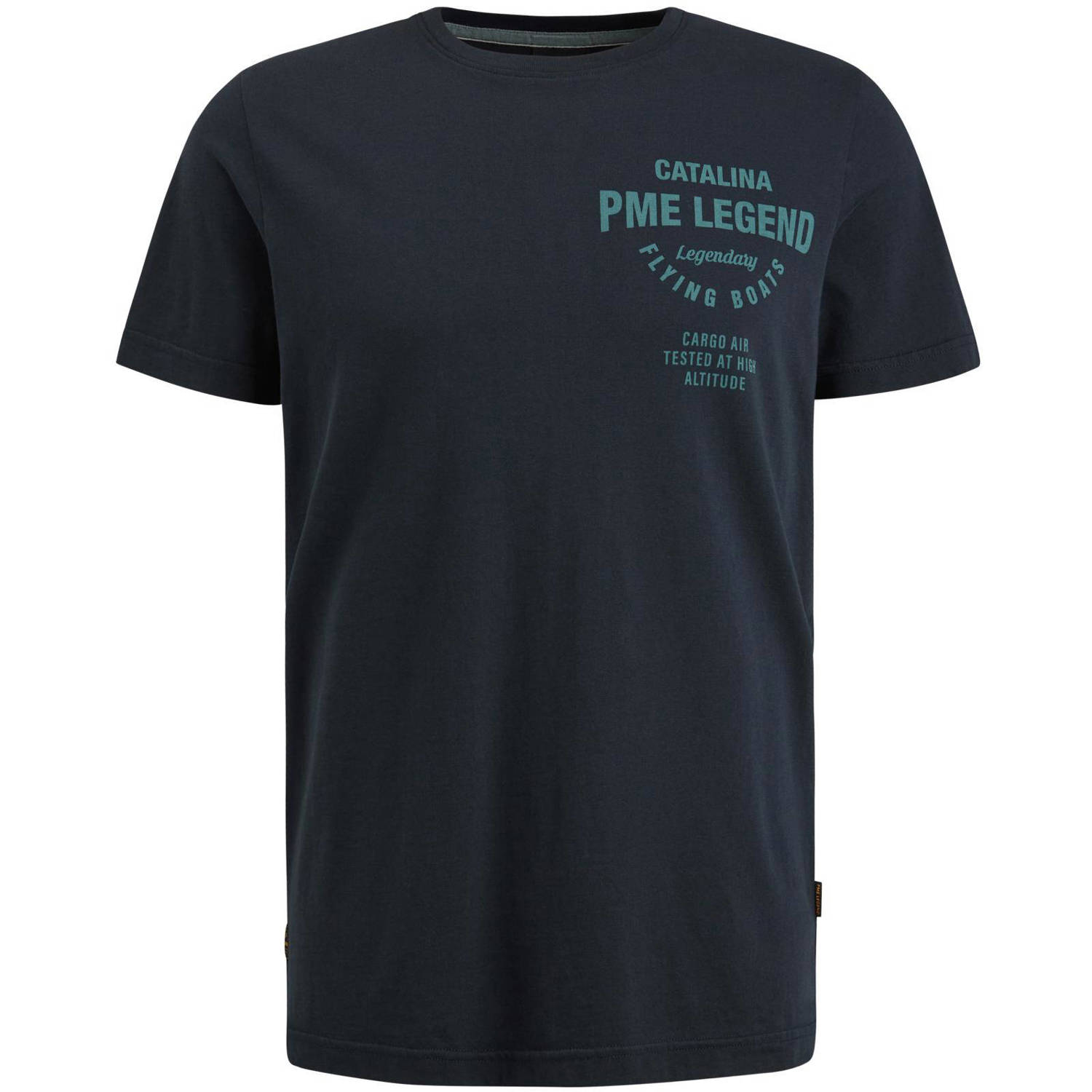 PME Legend regular fit T-shirt met backprint donkerblauw