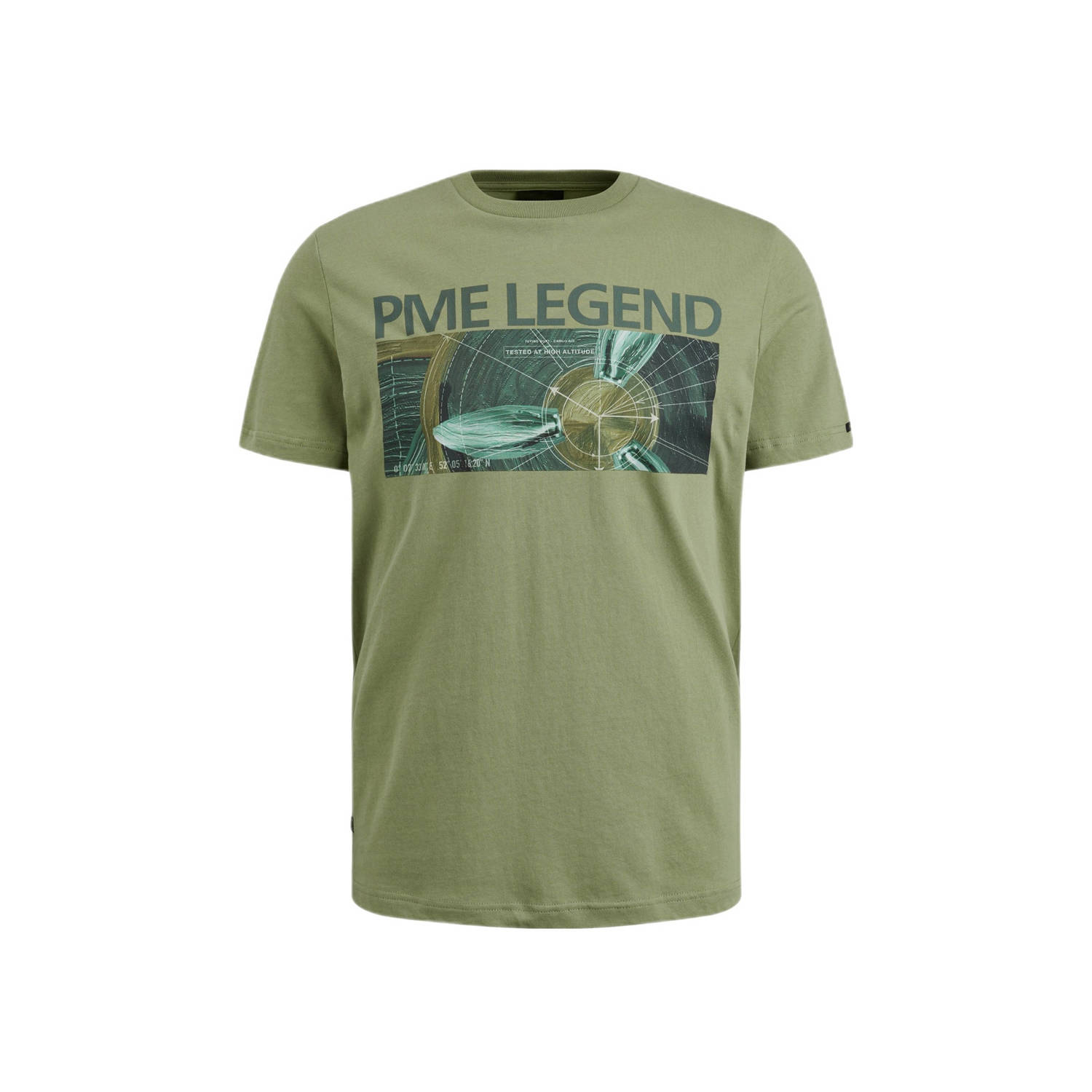 PME LEGEND Heren Polo's & T-shirts Short Sleeve R-neck Single Jersey Digital Print Groen