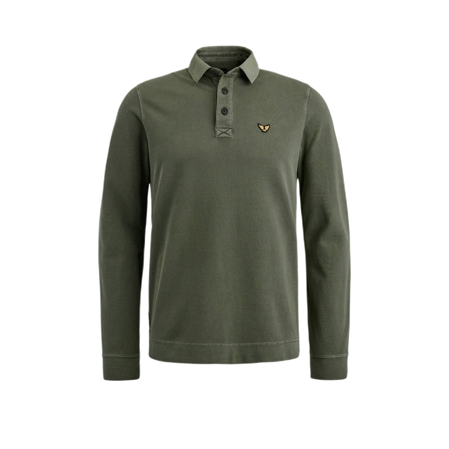 PME LEGEND Heren Polo's & T-shirts Long Sleeve Polo Pique Garment Dye Groen