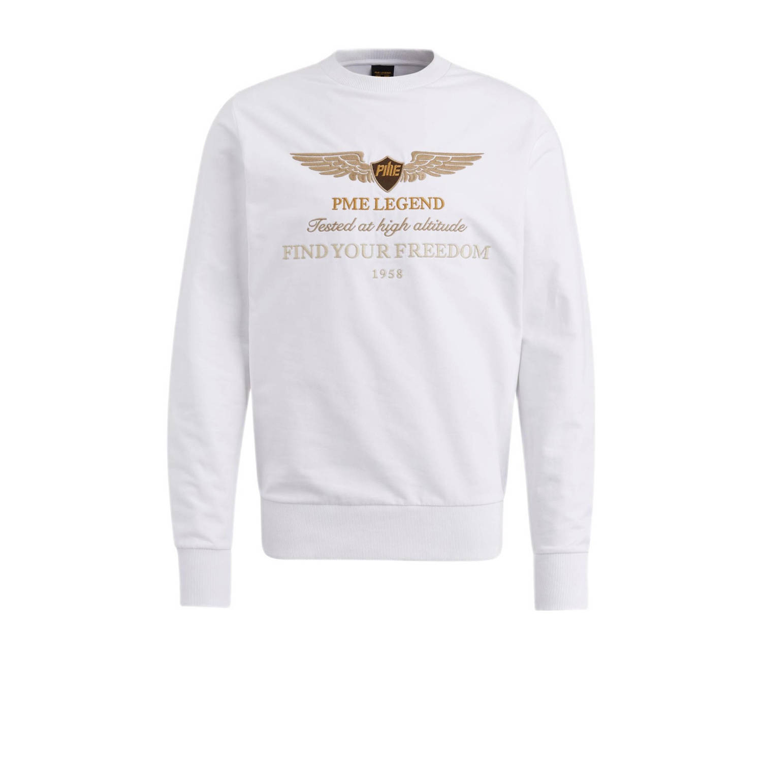 PME Legend sweater met printopdruk wit