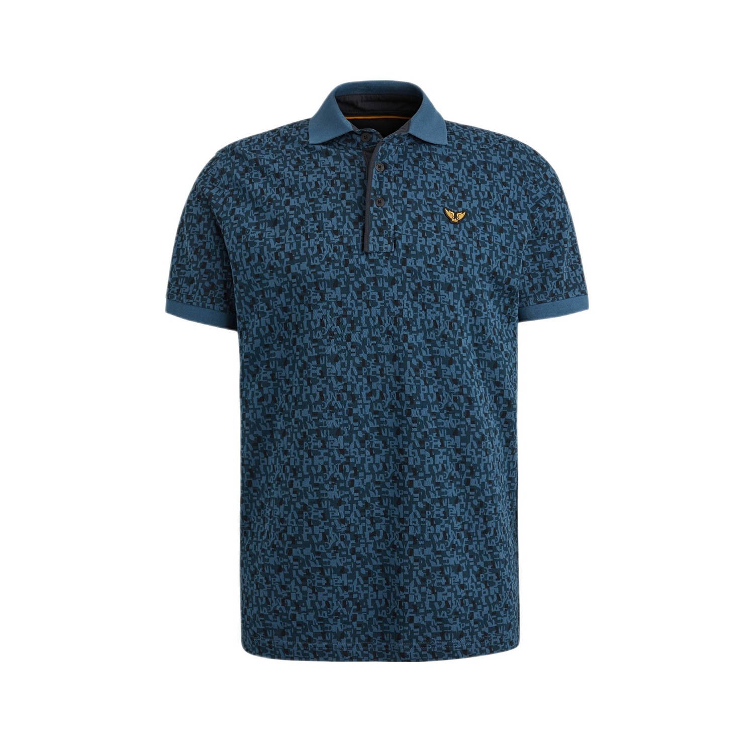 PME LEGEND Heren Polo's & T-shirts Short Sleeve Polo Fine Pique All Over Print Blauw