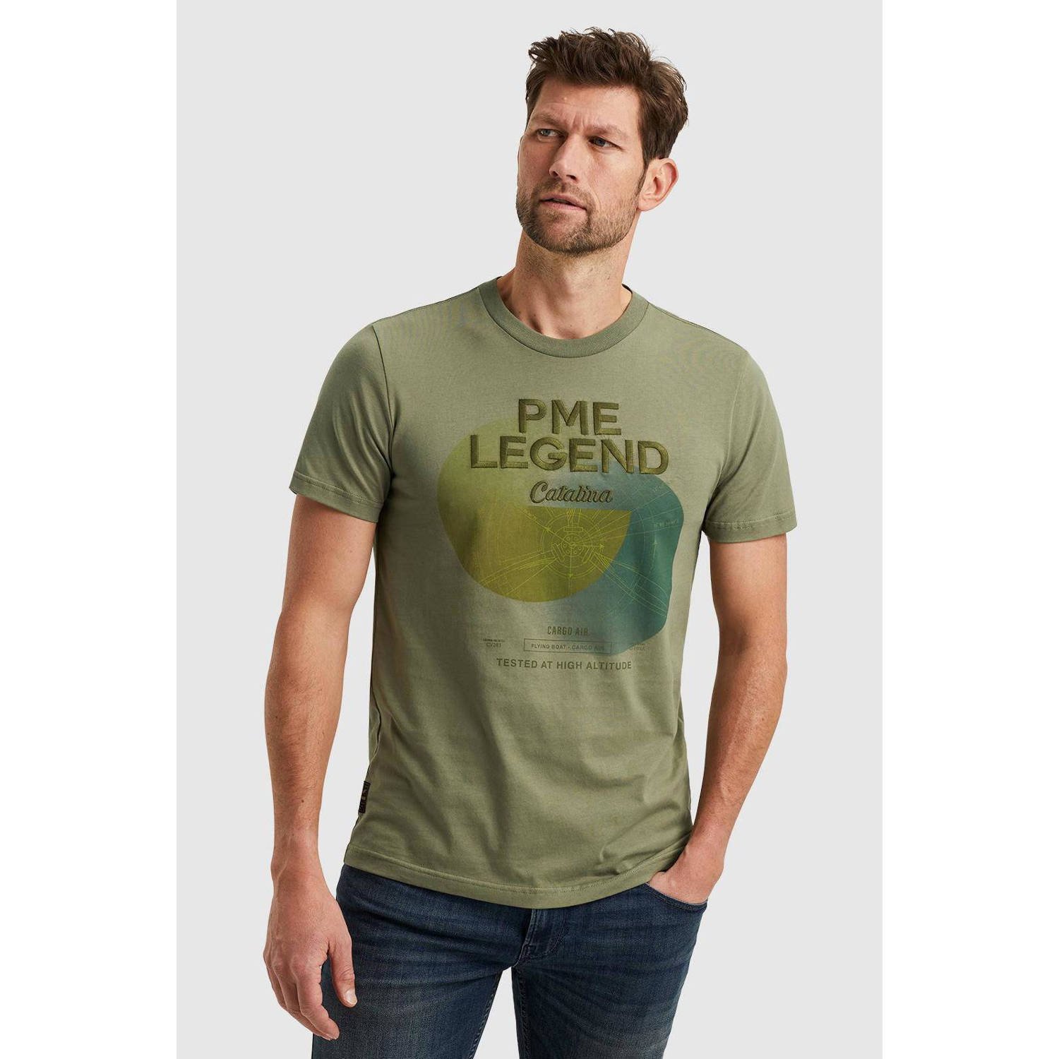 PME Legend regular fit T-shirt met printopdruk groen