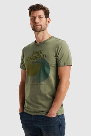 regular fit T-shirt met printopdruk groen