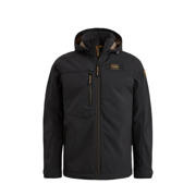 thumbnail: Zwarte heren PME Legend softshell jas SUCCESSOR van polyester met logo dessin, lange mouwen, capuchon en rits met windvanger