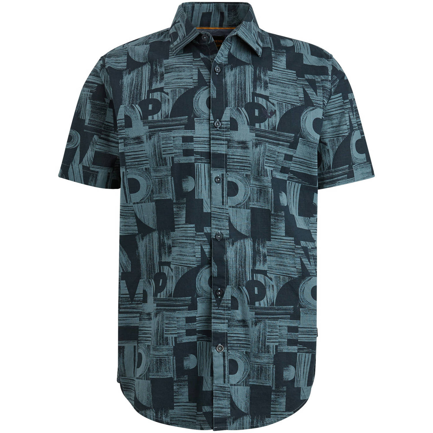 PME LEGEND Heren Overhemden Short Sleeve Shirt Print On Ctn Slub Groen