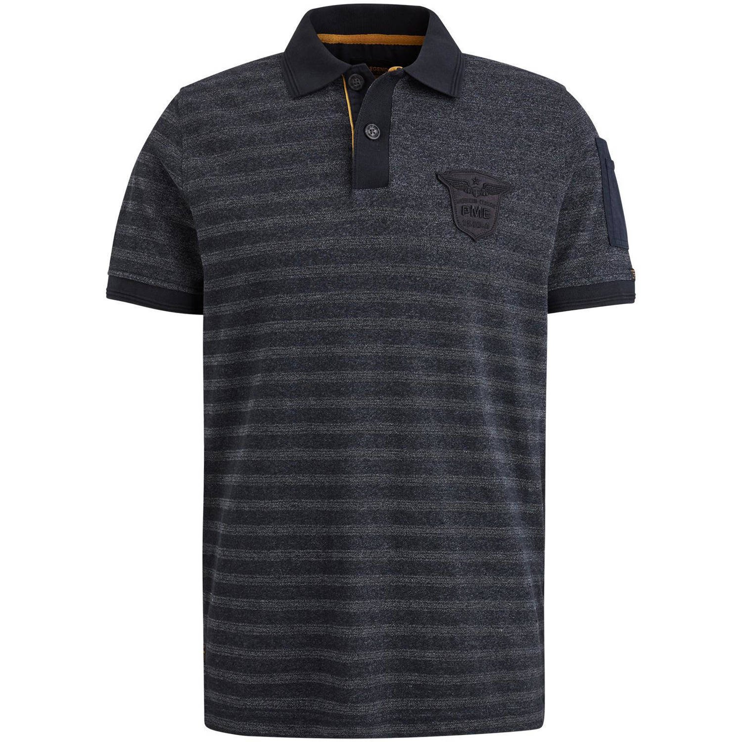 PME Legend gestreepte regular fit polo donkerblauw