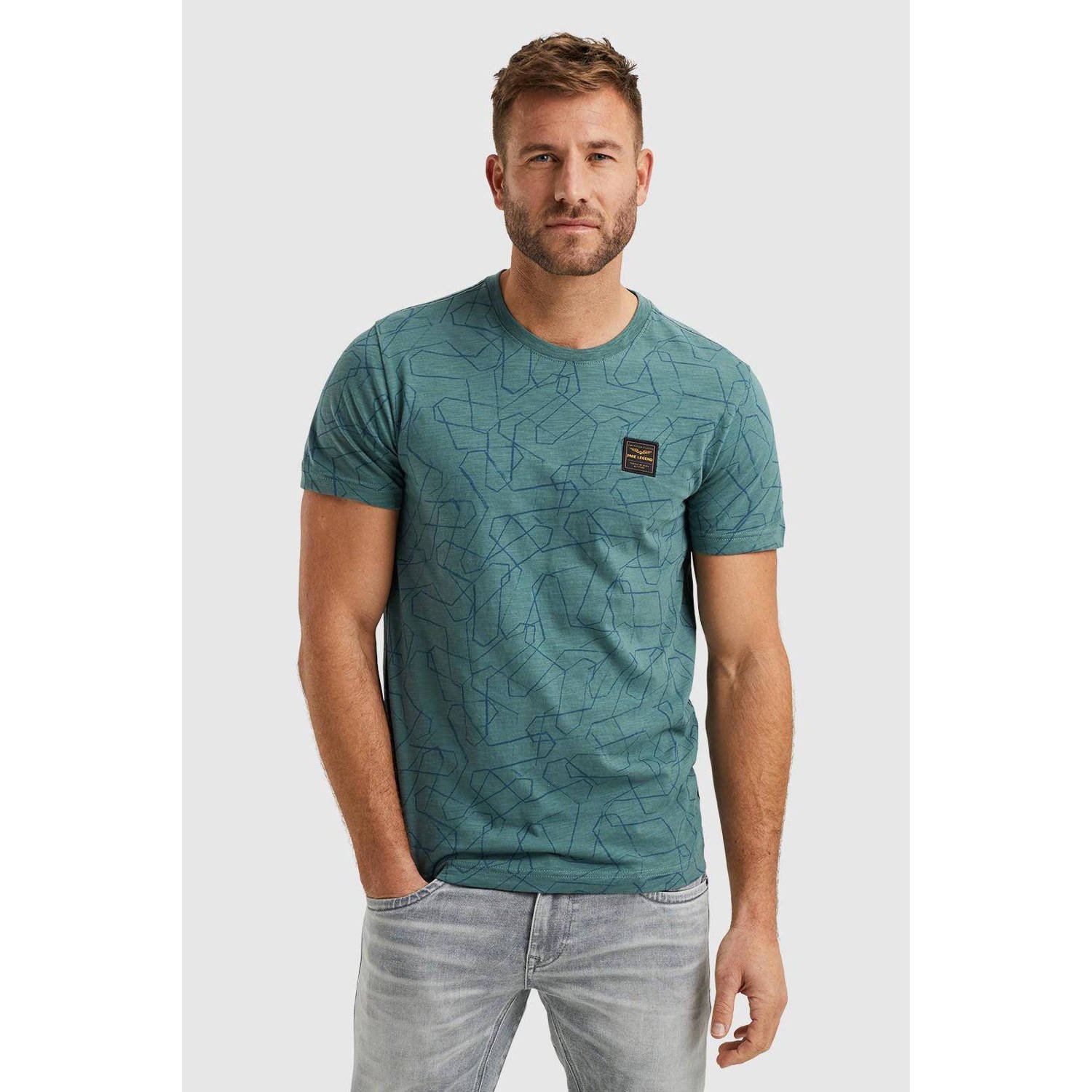 PME LEGEND Heren Polo's & T-shirts Short Sleeve R-neck Slub Jersey Aop Groen