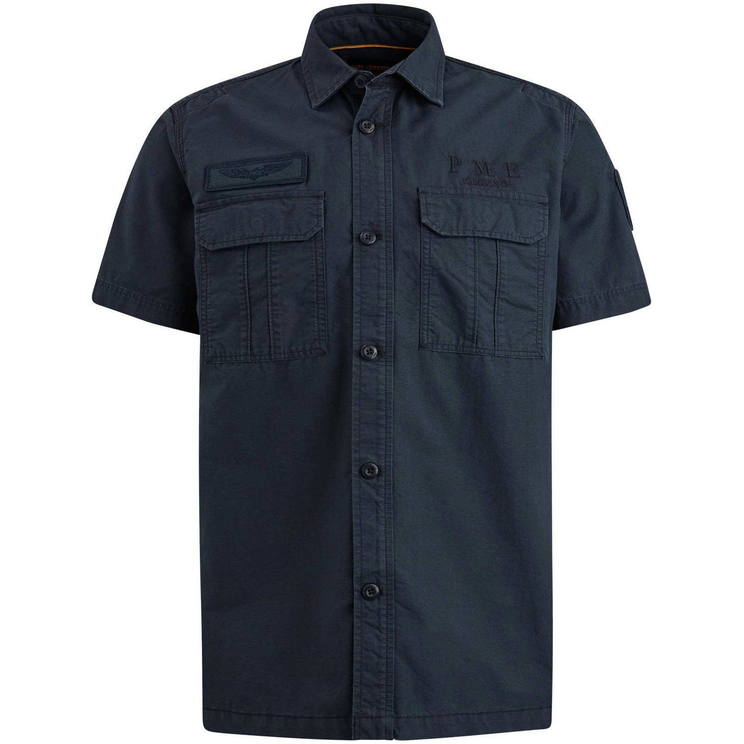 PME LEGEND Heren Overhemden Short Sleeve Shirt Ctn Ottoman Blauw