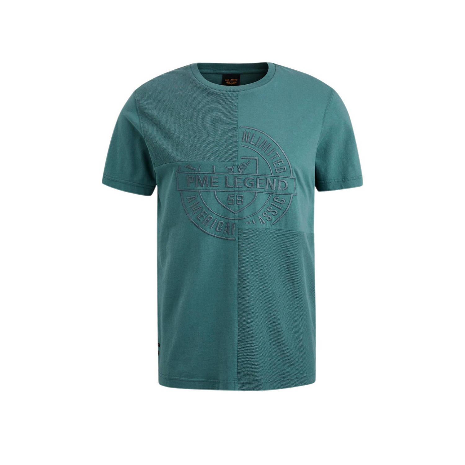PME Legend T-shirt met printopdruk en borduursels turquoise