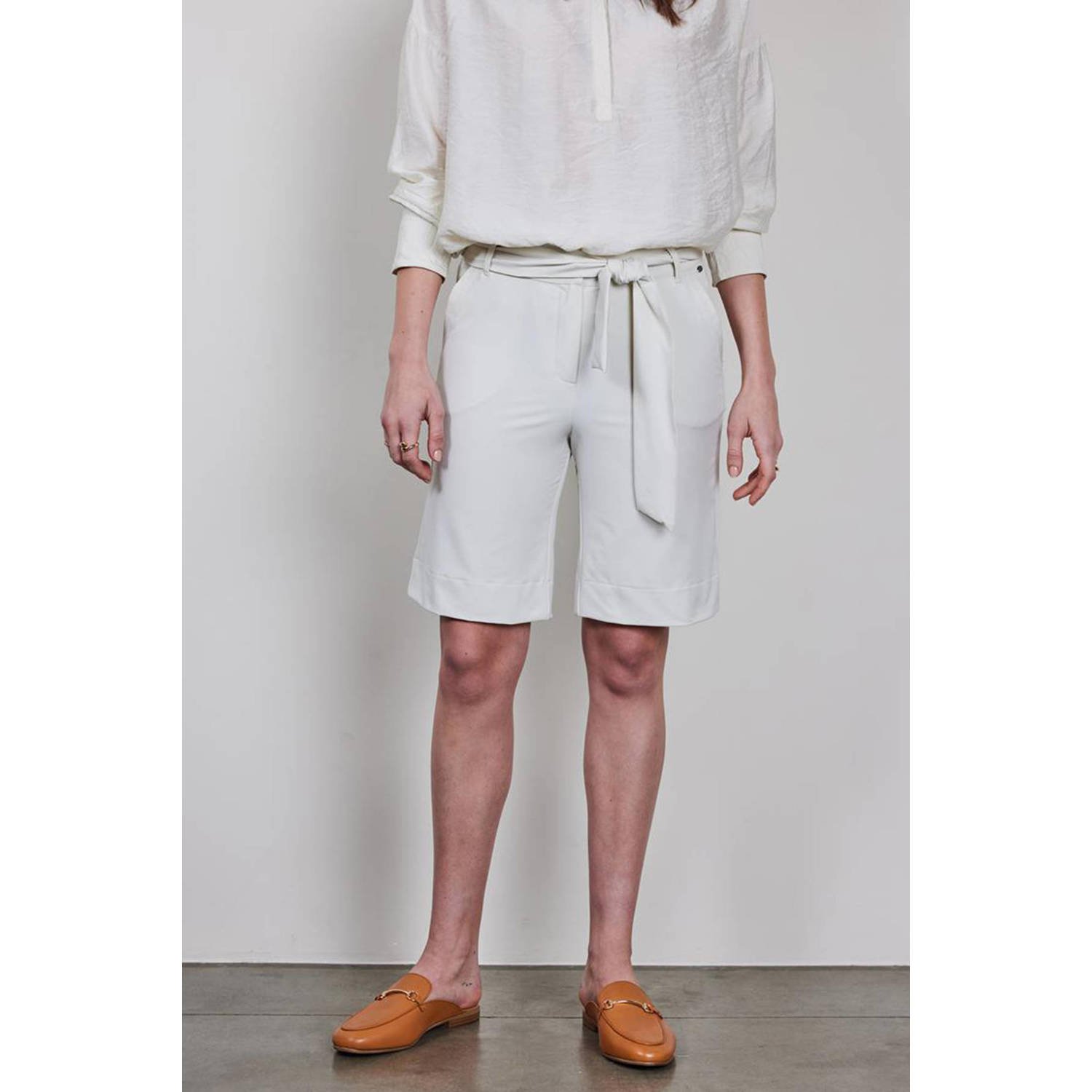 Didi regular fit broek Travel bermuda Urban ecru