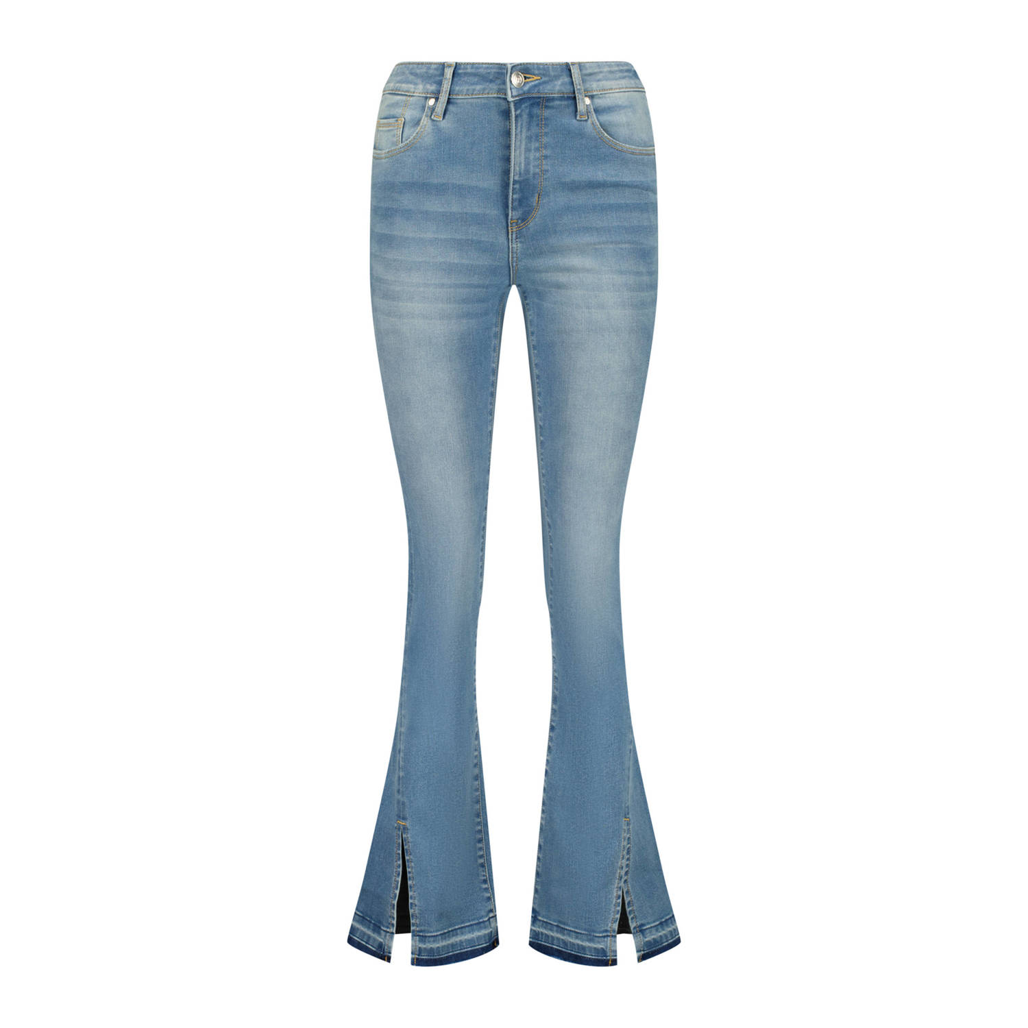 Raizzed high waist flared jeans faye split light blue denim