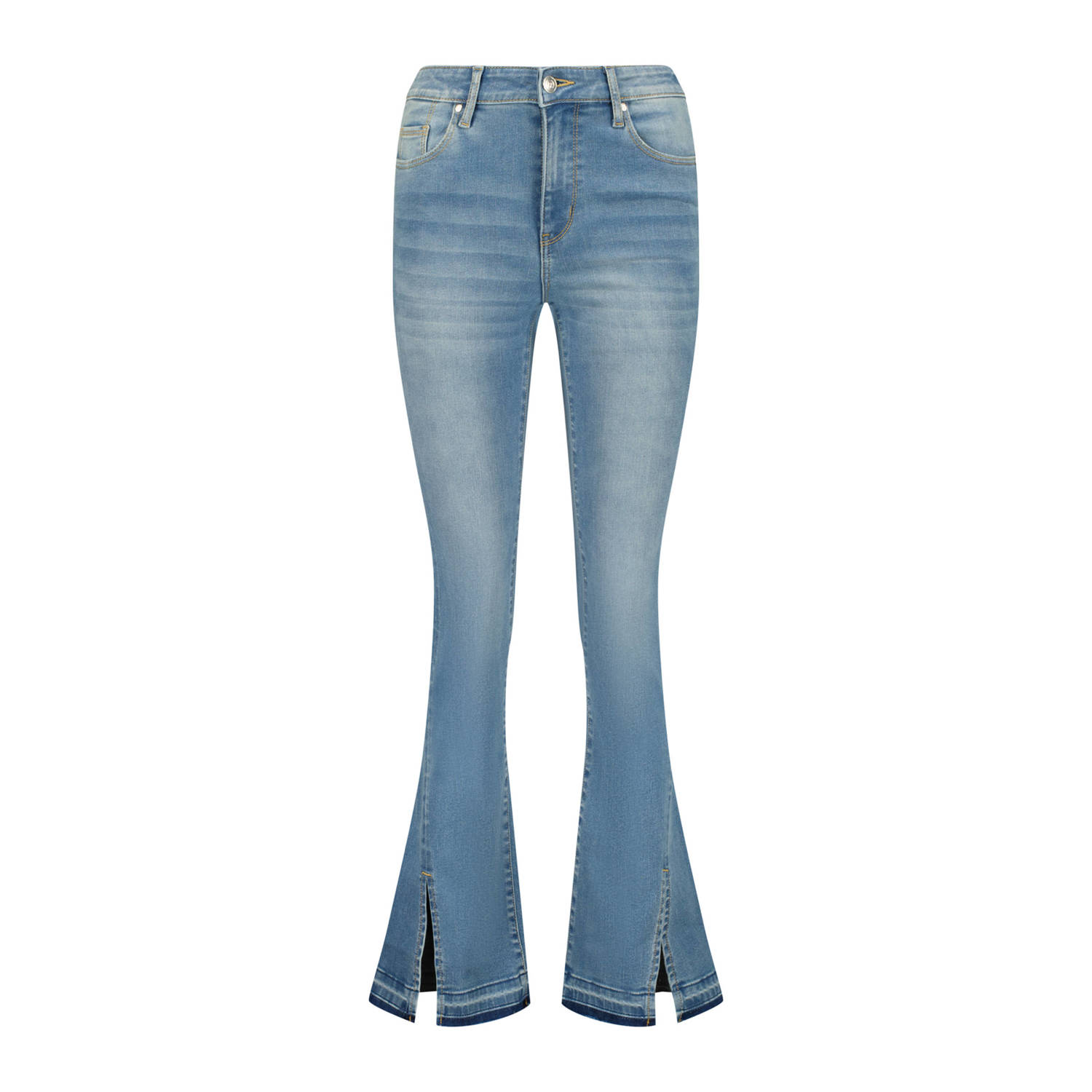 Raizzed high waist flared jeans faye split light blue denim