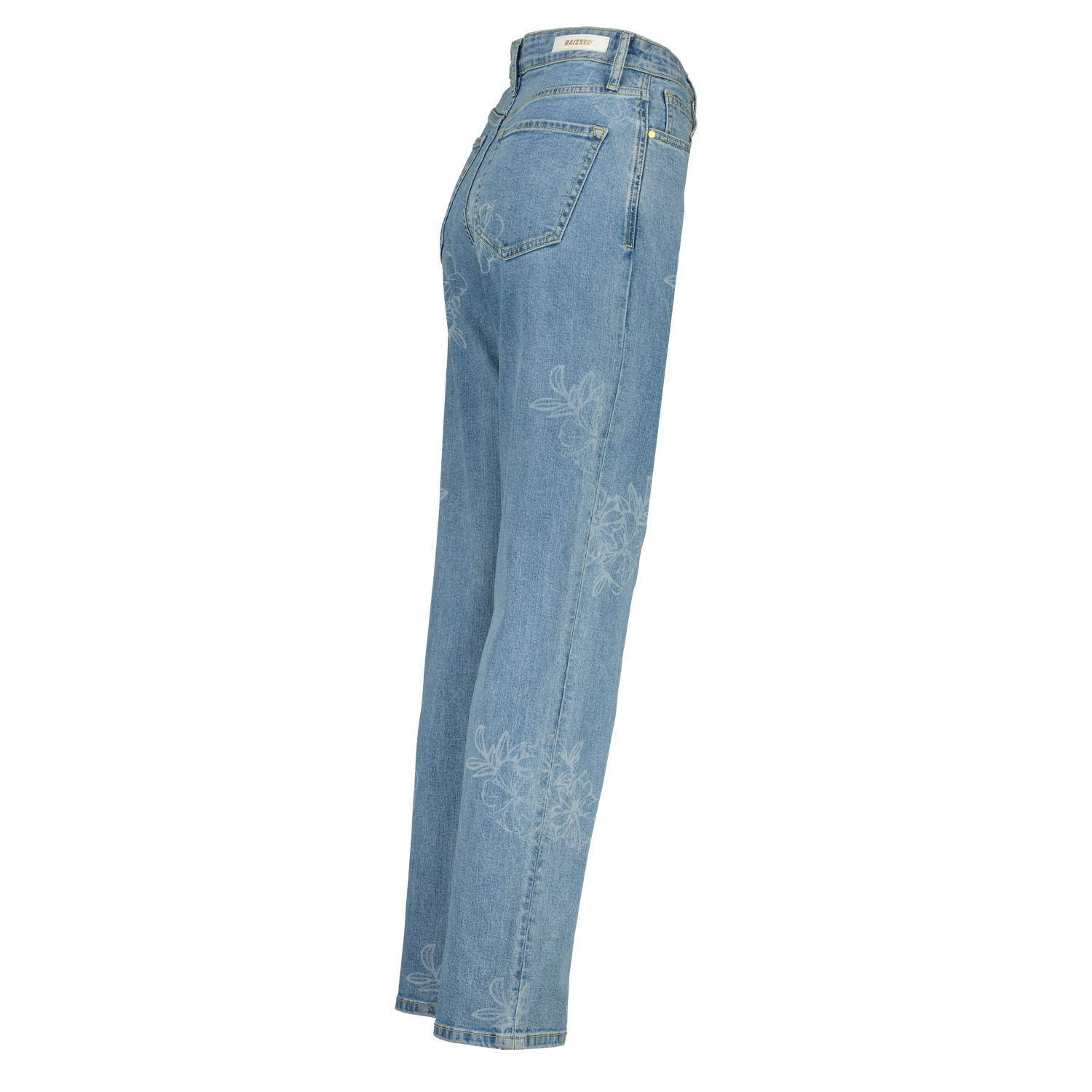 Raizzed gebloemde high waist straight jeans Sunset Allover light blue