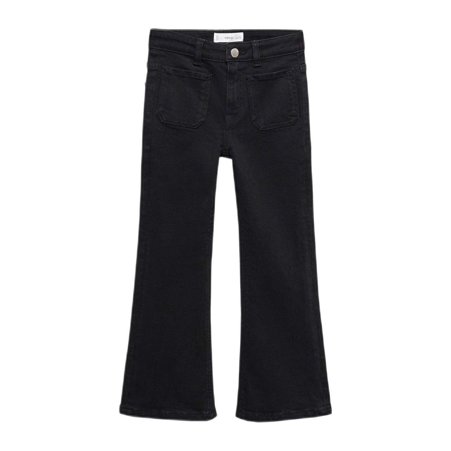 Mango Kids flared jeans zwart Meisjes Denim Effen 116