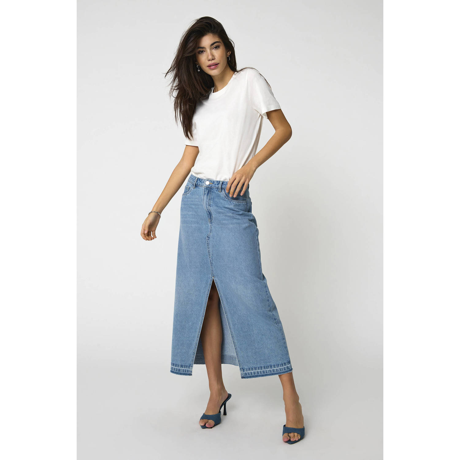 JDY Jeans rok BELLA HW LONG SKIRT DNM NOOS