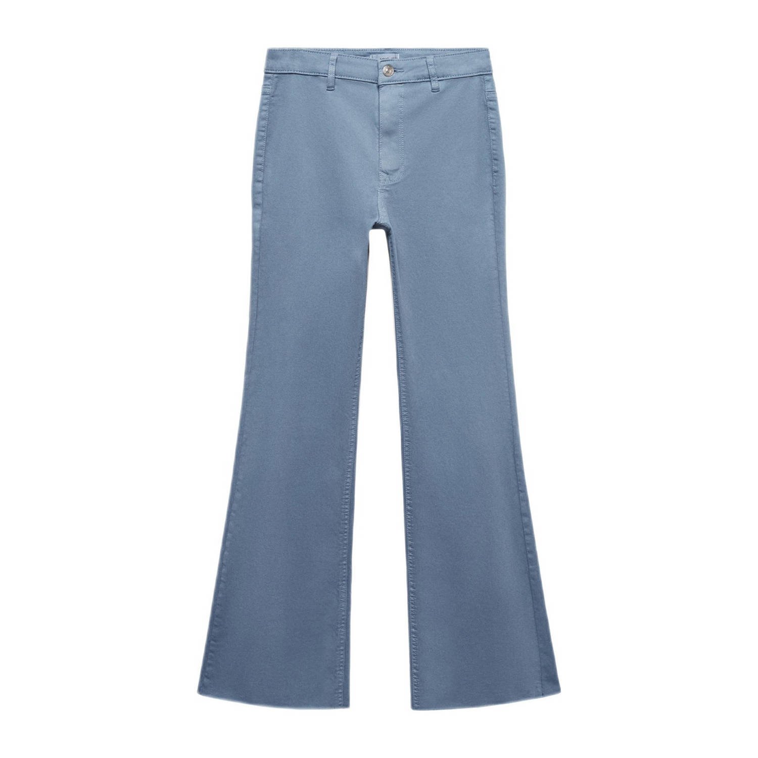 Mango Kids flared jeans blauw Meisjes Katoen Effen 152(XXS)