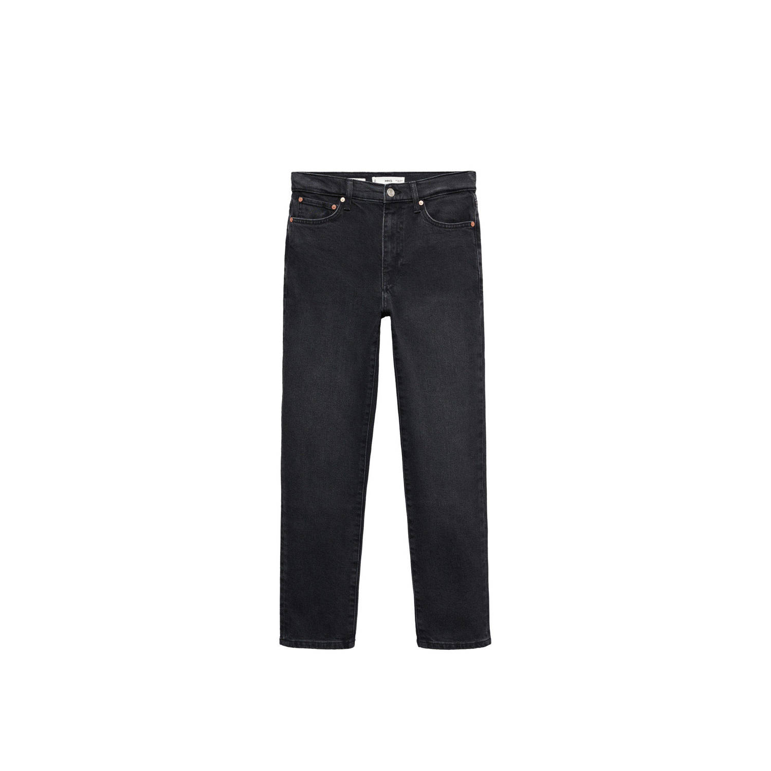 Mango cropped high waist jeans black denim