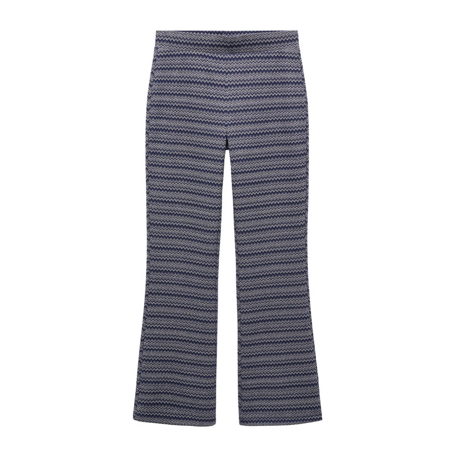 Mango Kids high waist flared legging met all over print donkerblauw wit koper Meisjes Polyester 152(XXS)