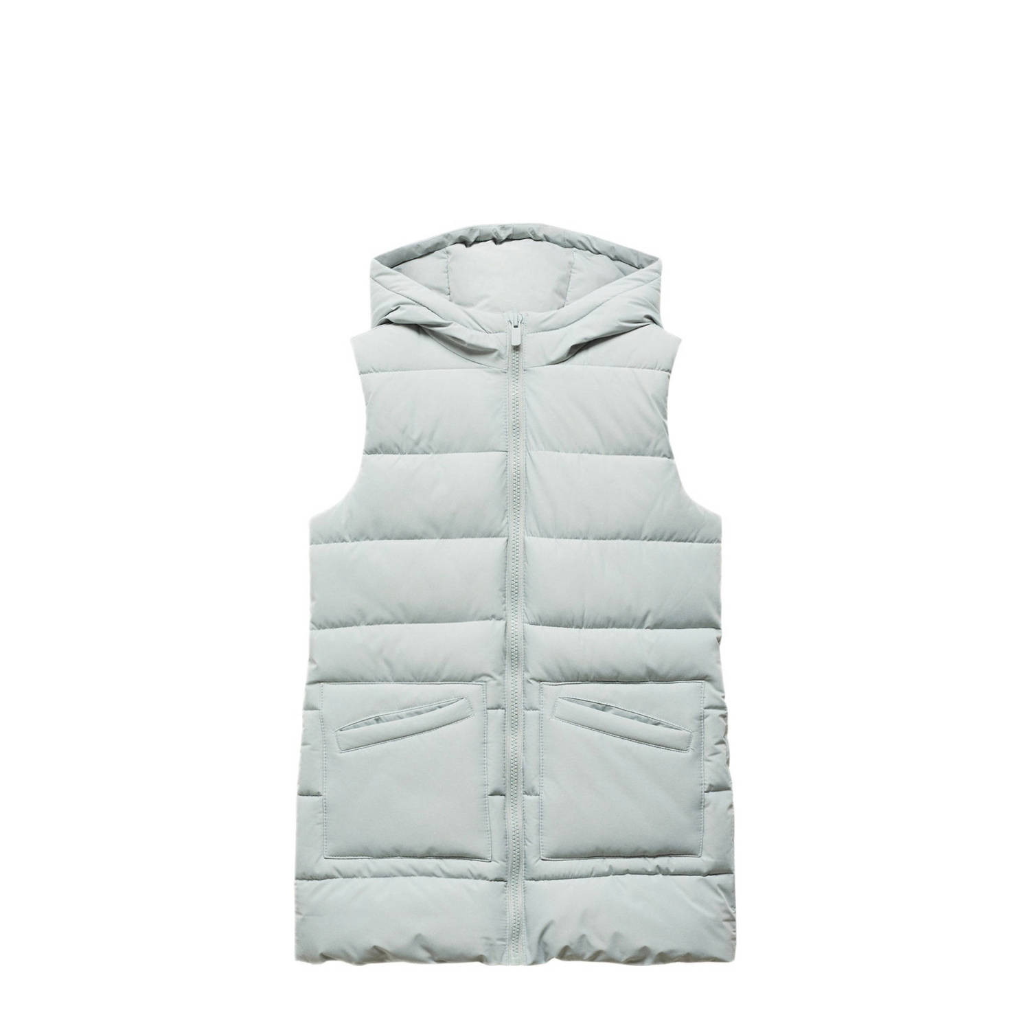 Mango Kids bodywarmer mintgroen Meisjes Polyester Capuchon Effen 140