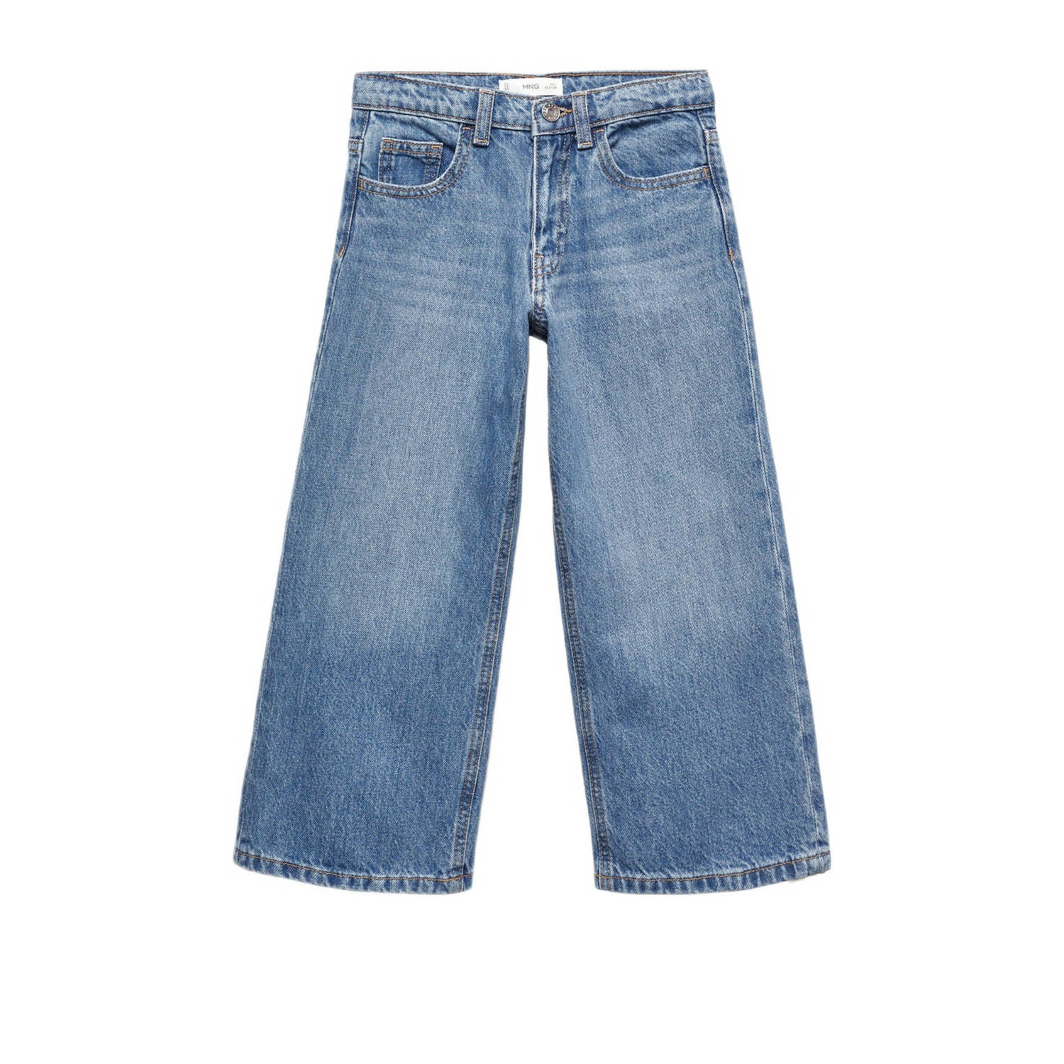 Mango Kids wide leg jeans changeant blauw Meisjes Denim Effen 140