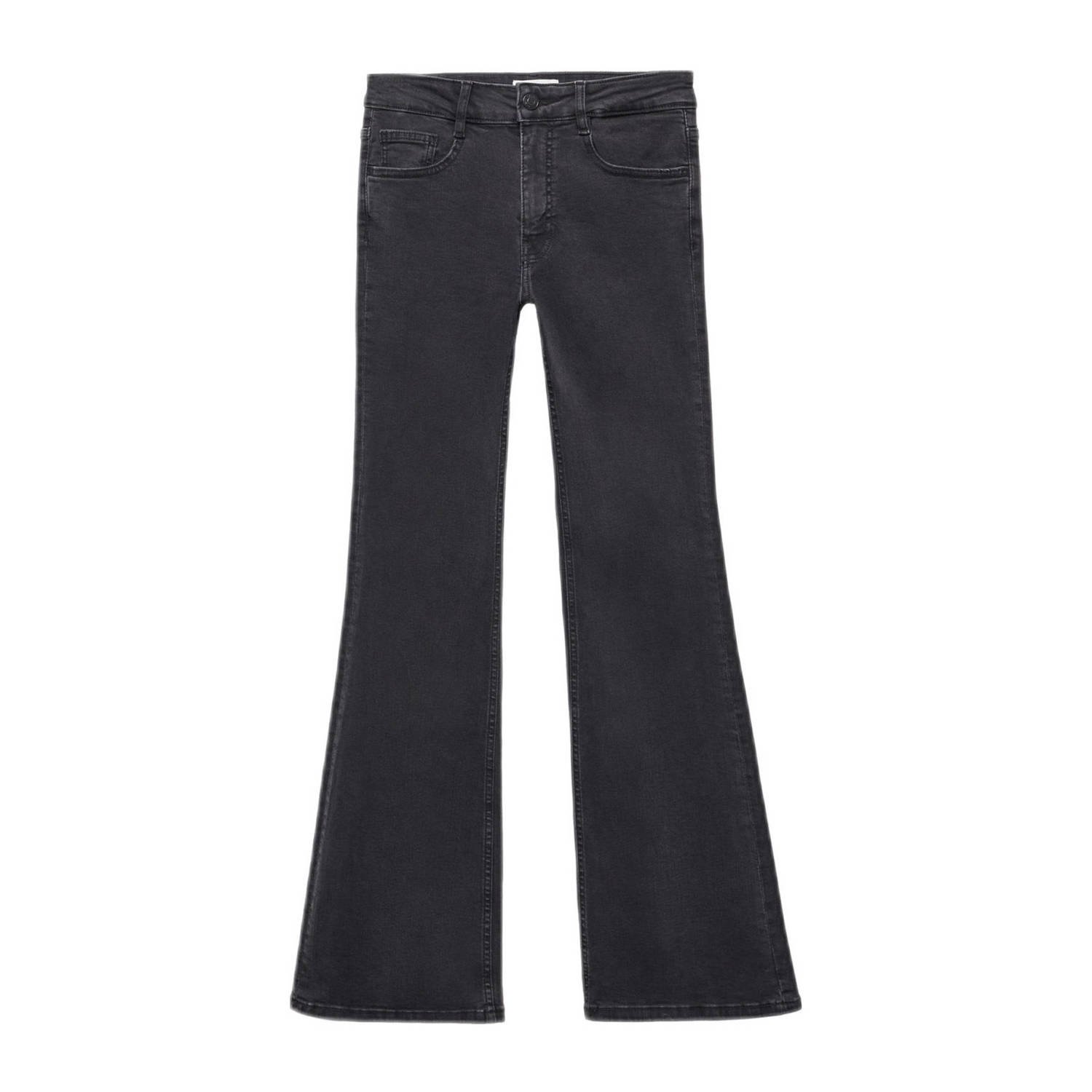 Mango Kids flared jeans changeant grijs Zwart Meisjes Stretchdenim Effen 158(XS)
