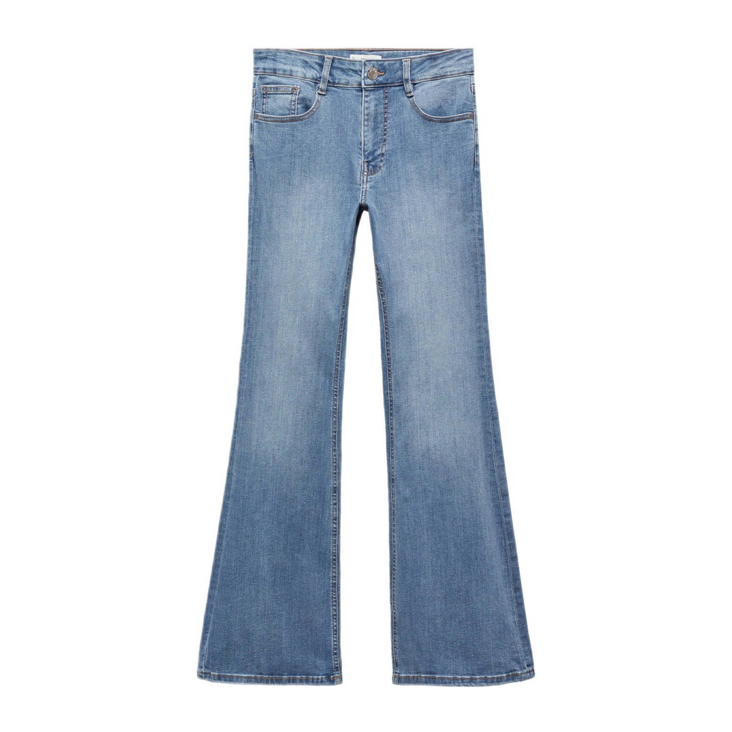 Mango Kids flared jeans changeant blauw Meisjes Stretchdenim Effen 168(M)