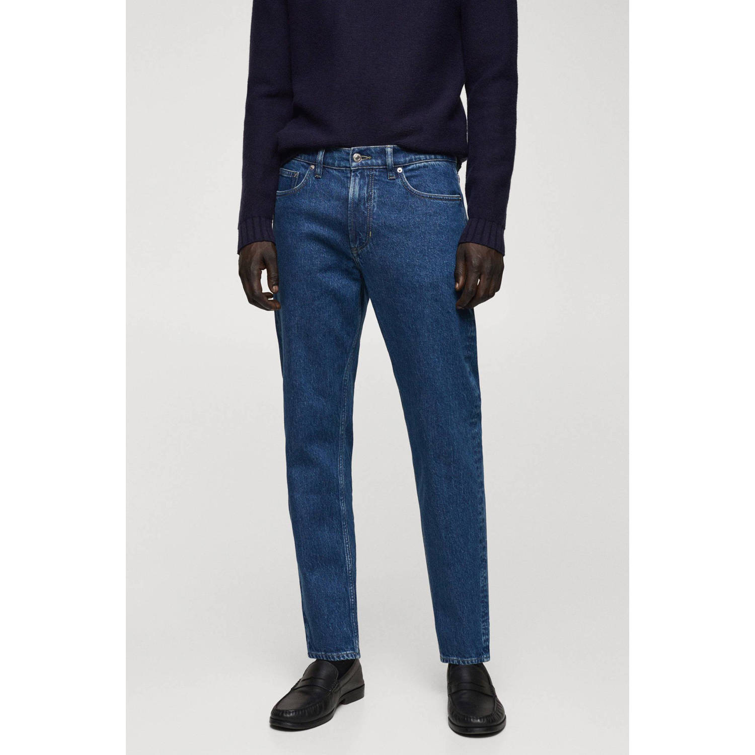 Mango Man tapered fit jeans changeant blauw