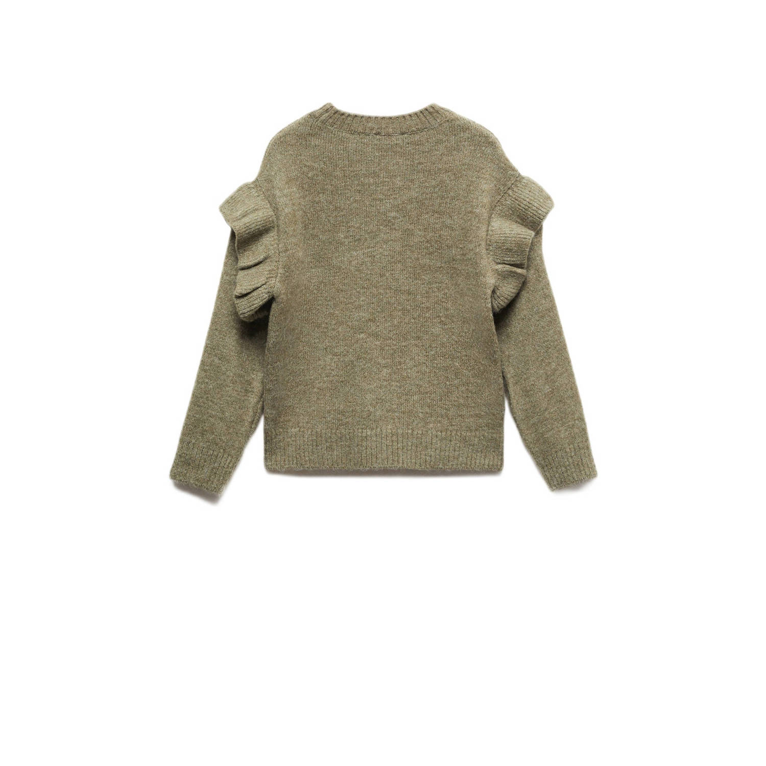 Mango Kids trui met tekst en borduursels mos groen