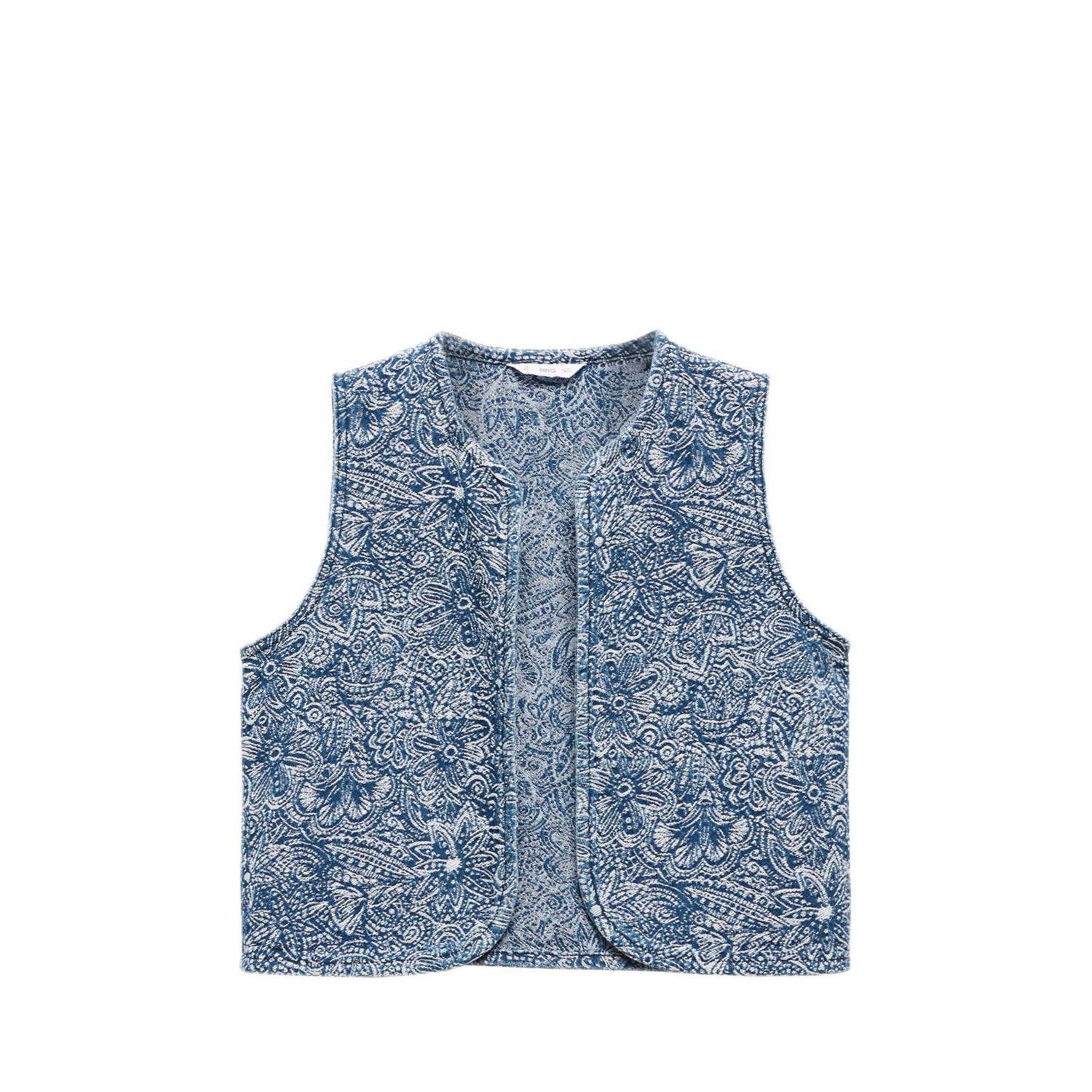 Mango Kids gebloemd gilet blauw wit