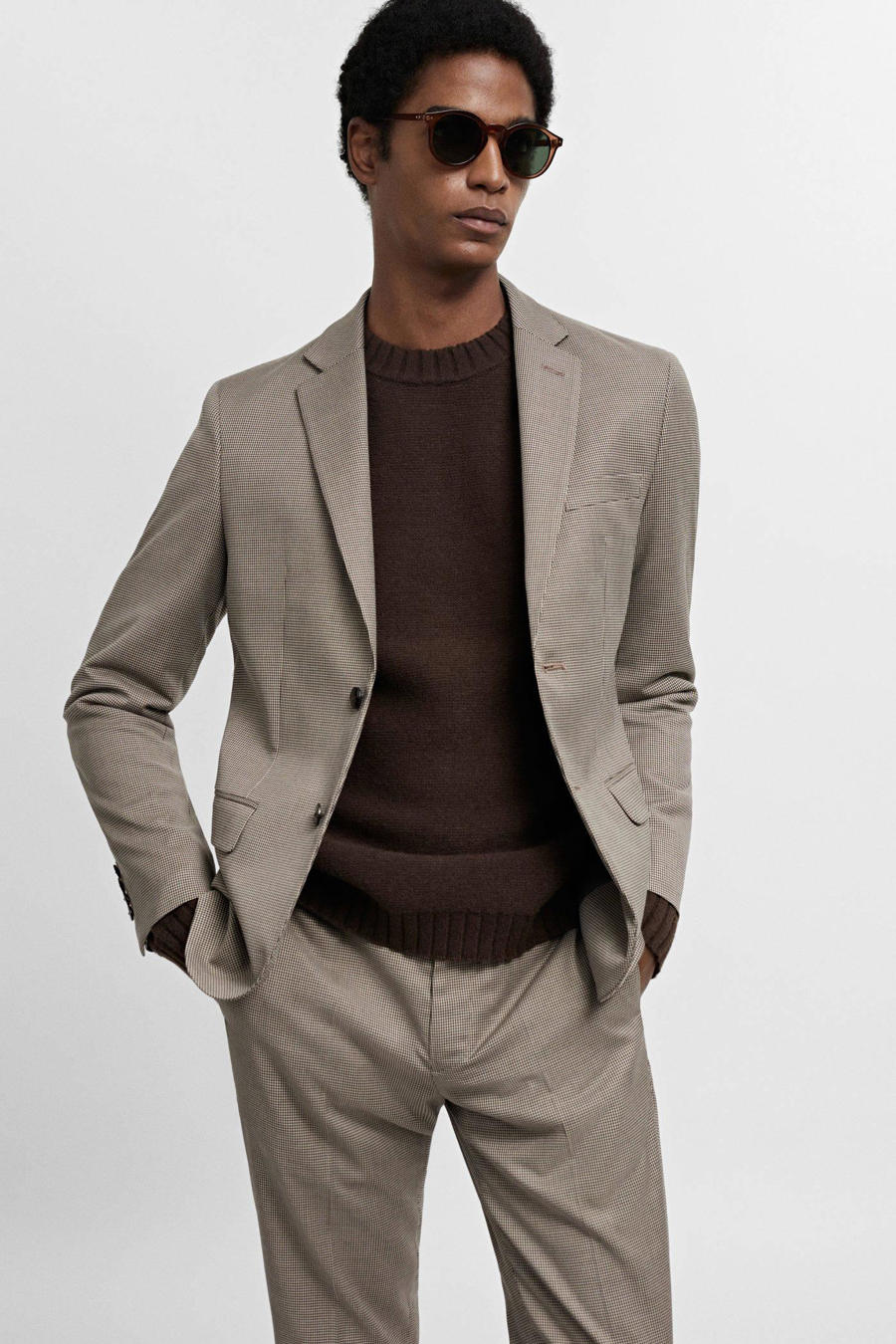 WE Fashion velours slim fit colbert zwart