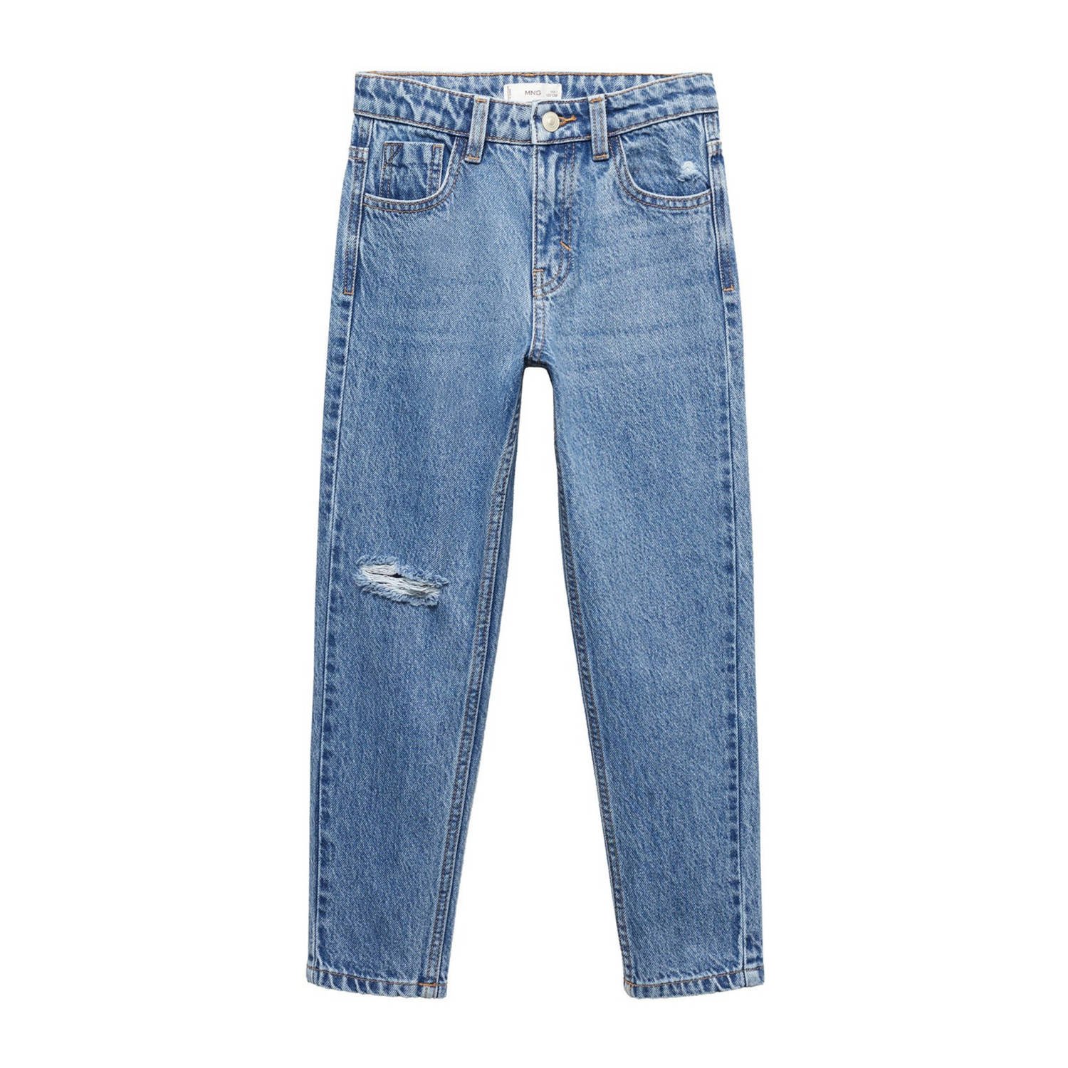 Mango Kids regular fit jeans changeant blauw Meisjes Denim Effen 164