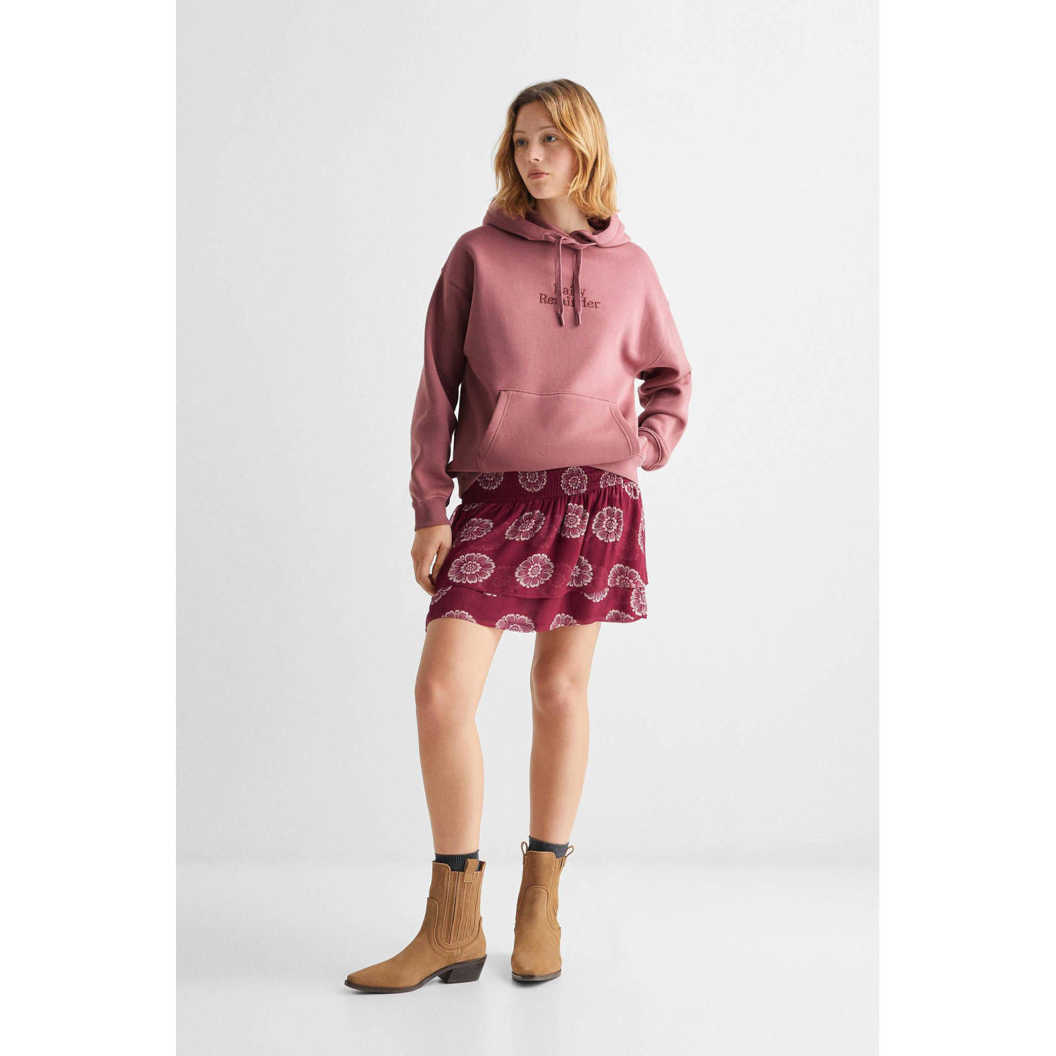 Mango Kids hoodie met tekst roze