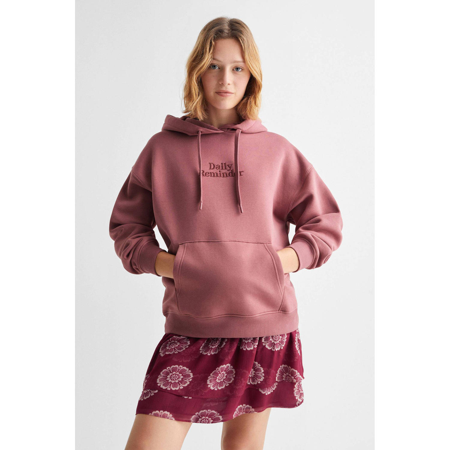 Mango Kids hoodie met tekst roze