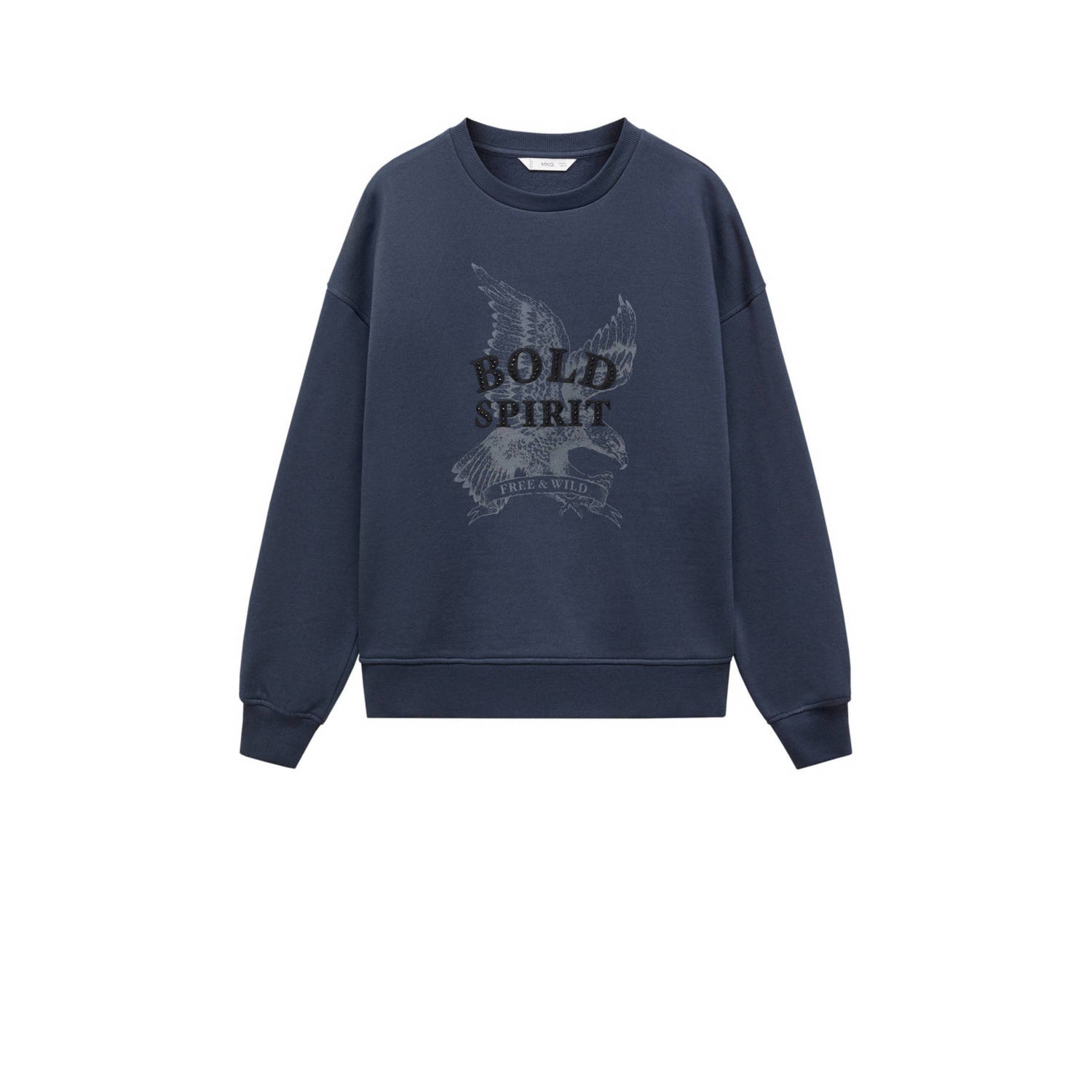 Mango Kids sweater met printopdruk marineblauw Printopdruk 152(XXS)