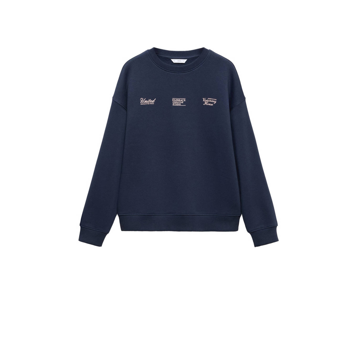 Mango Kids sweater met backprint donkerblauw Backprint 152(XXS)