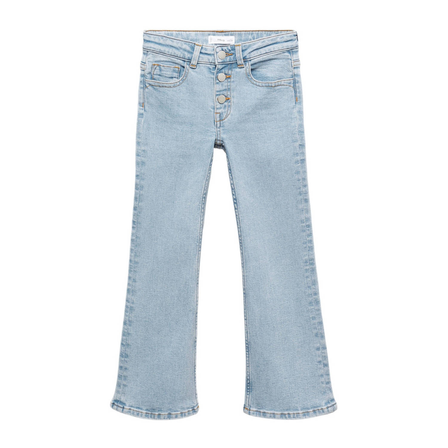 Mango Kids flared jeans light blue denim Blauw Effen 116