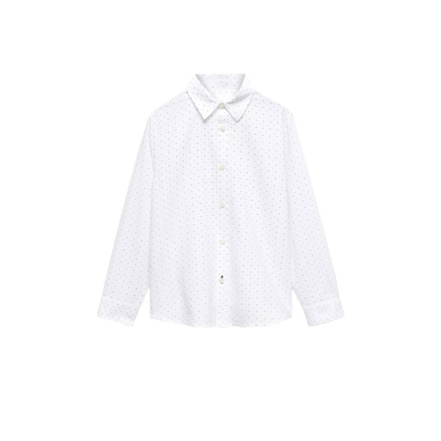 Mango Kids blouse met all over print wit Meisjes Katoen Klassieke kraag 116
