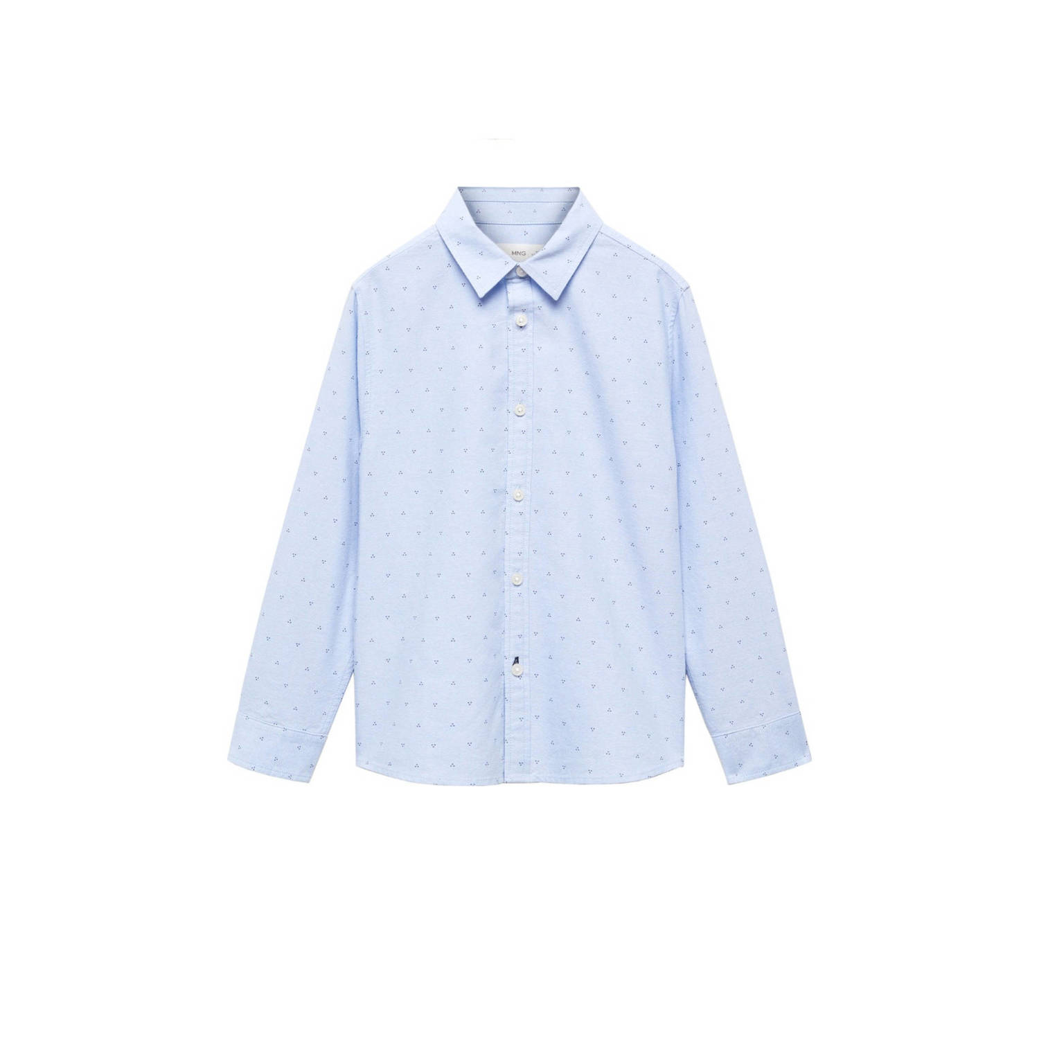 Mango Kids blouse met all over print lichtblauw Meisjes Katoen Klassieke kraag 116