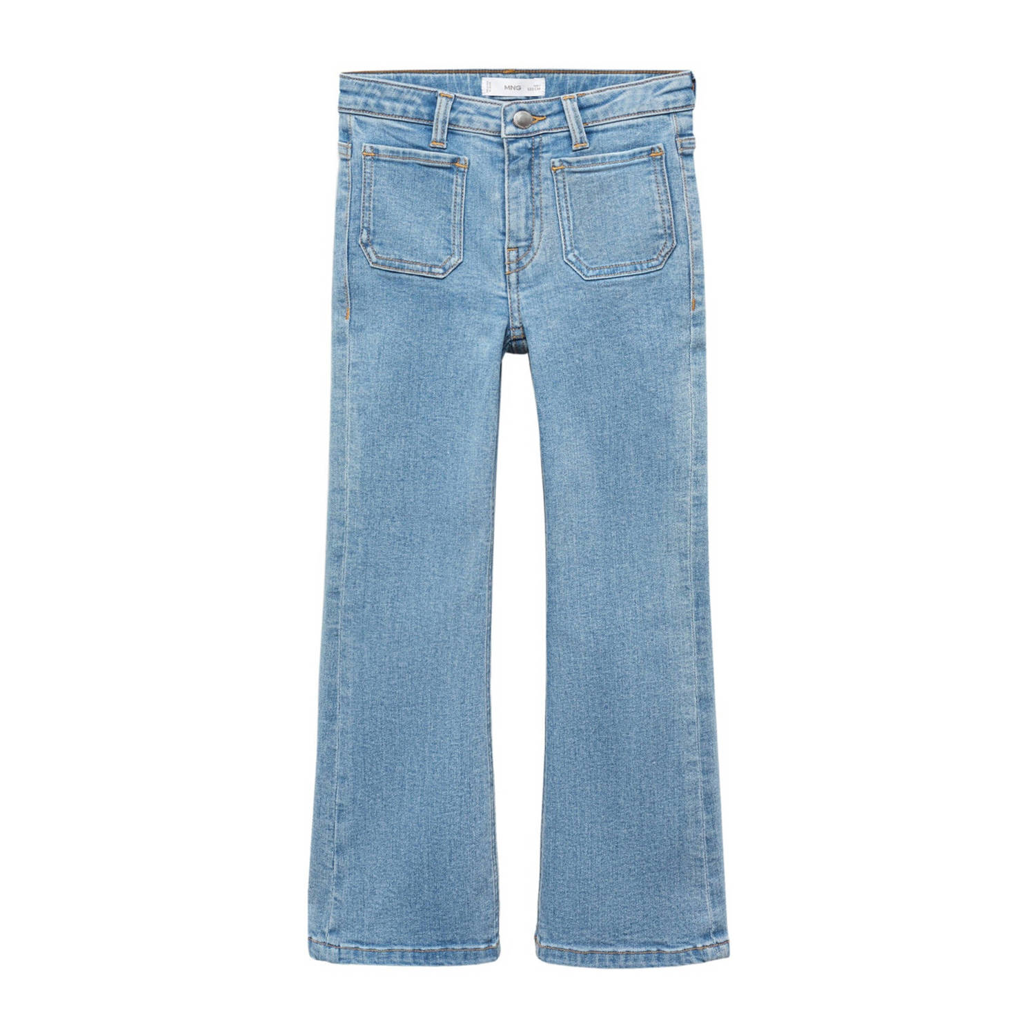Mango Kids flared jeans changeant blauw Meisjes Denim Effen 134