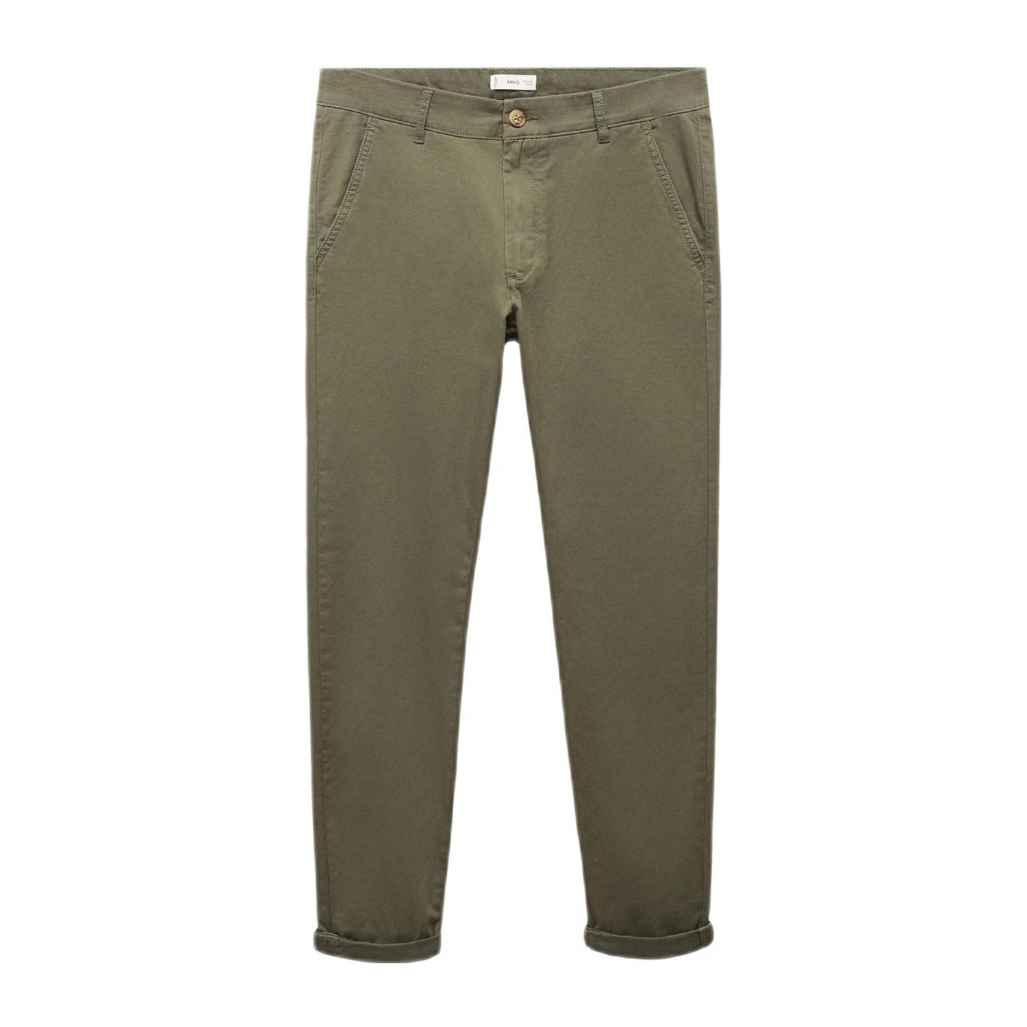 Mango Kids broek kaki Groen Jongens Katoen Effen 164(XS)