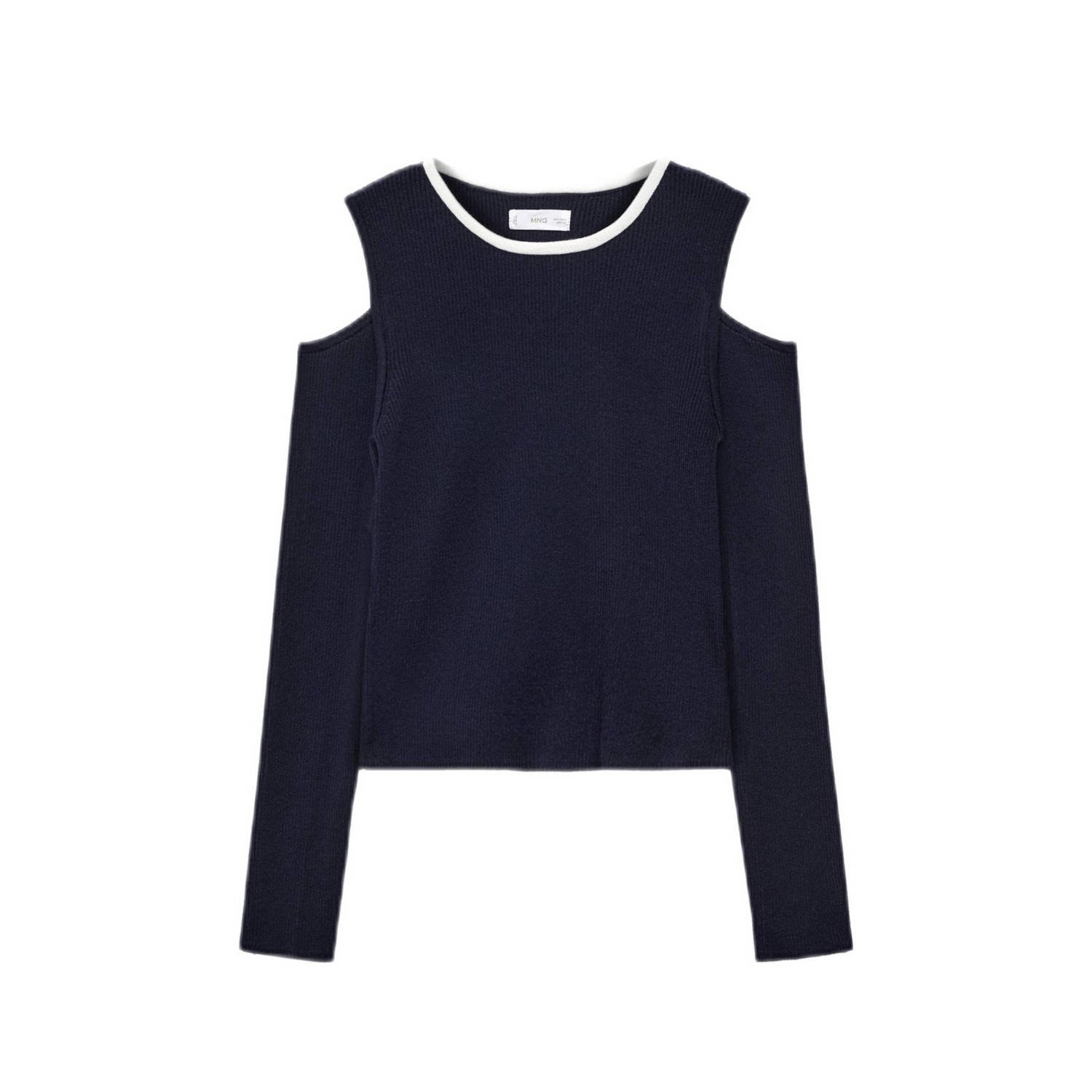 Mango Kids fijngebreide top marine Blauw Meisjes Viscose Ronde hals Effen 152(XXS)