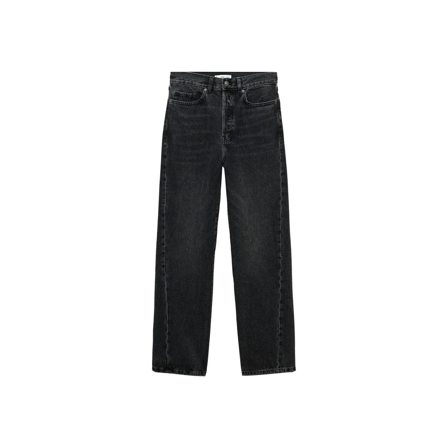 Mango high waist straight jeans black denim