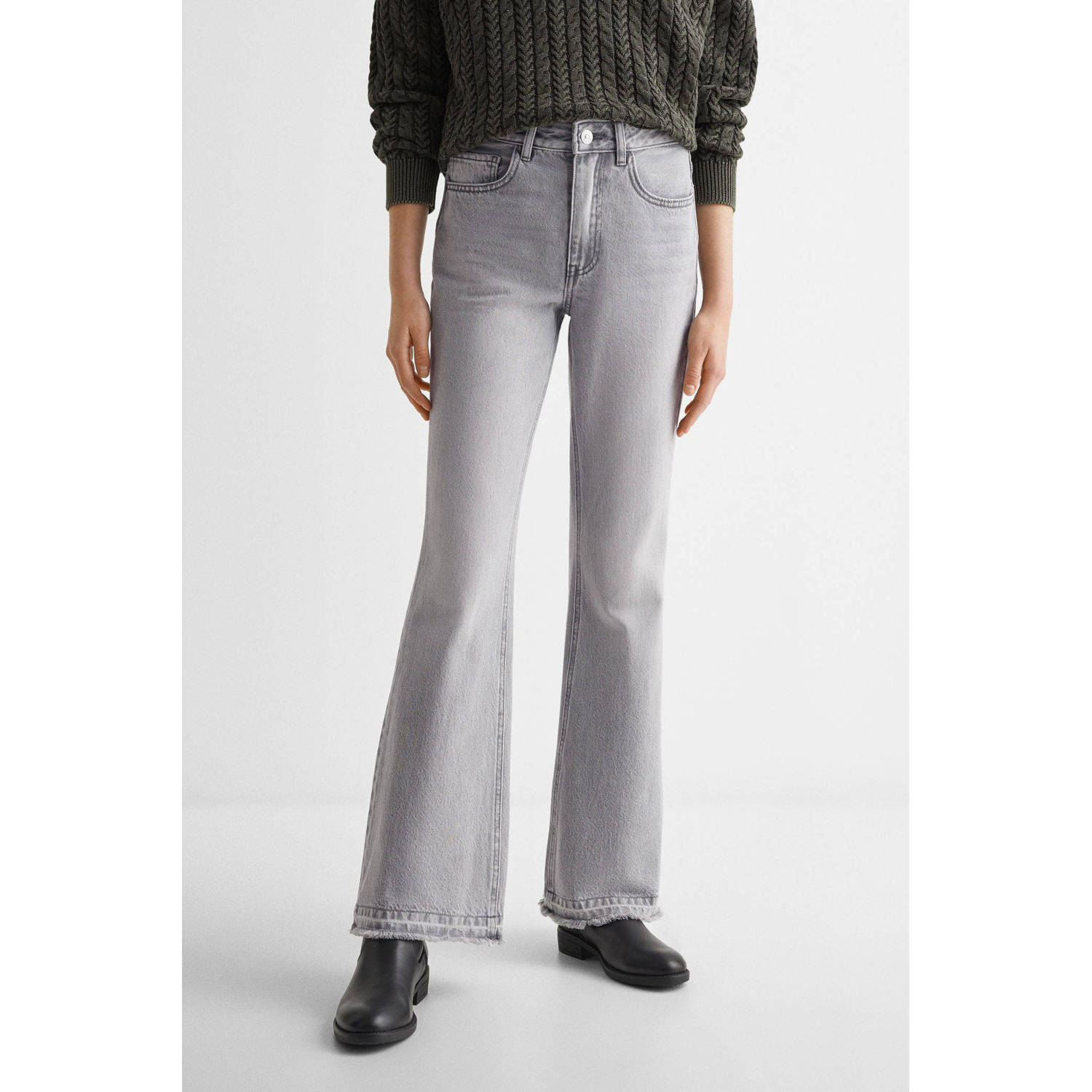 Mango Kids high waist flared jeans grey denim