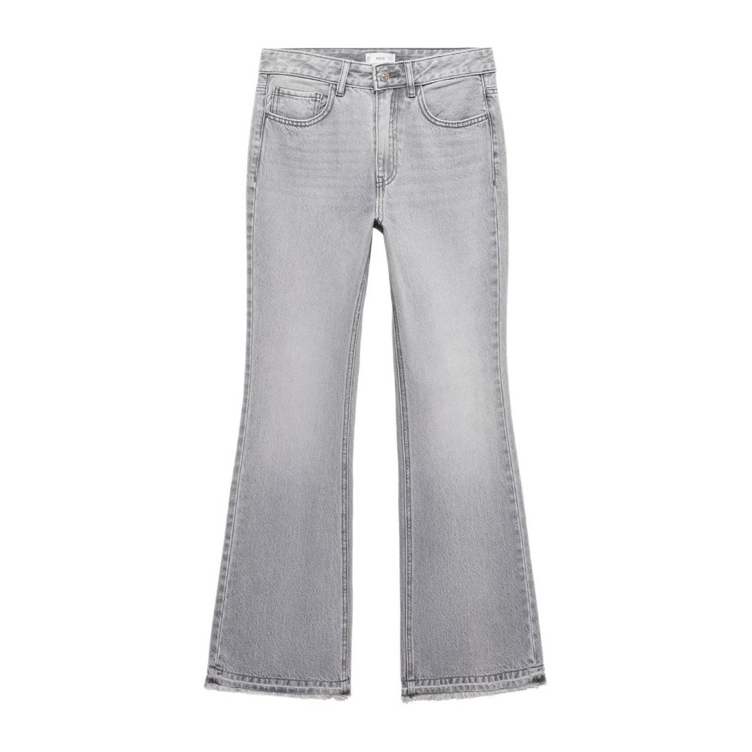 Mango Kids high waist flared jeans grey denim Grijs Effen 158(XS)