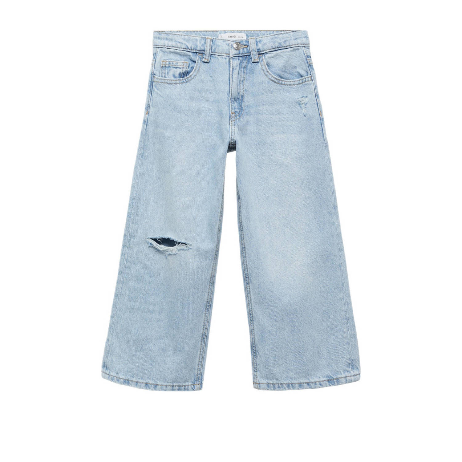 Mango Kids wide leg jeans changeant blauw Meisjes Denim Effen 116