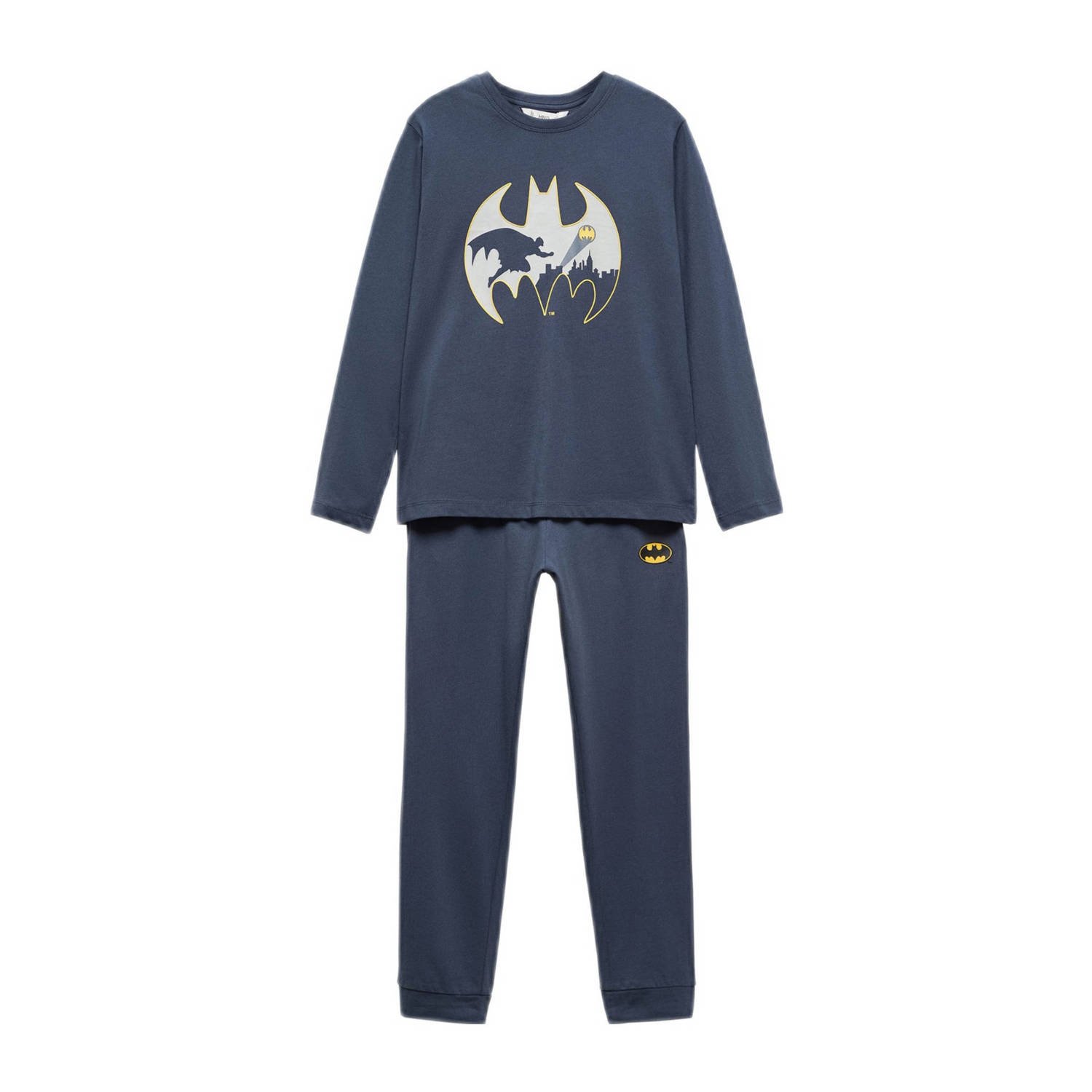 Mango Kids Batman pyjama met printopdruk donkerblauw Jongens Katoen Ronde hals 128