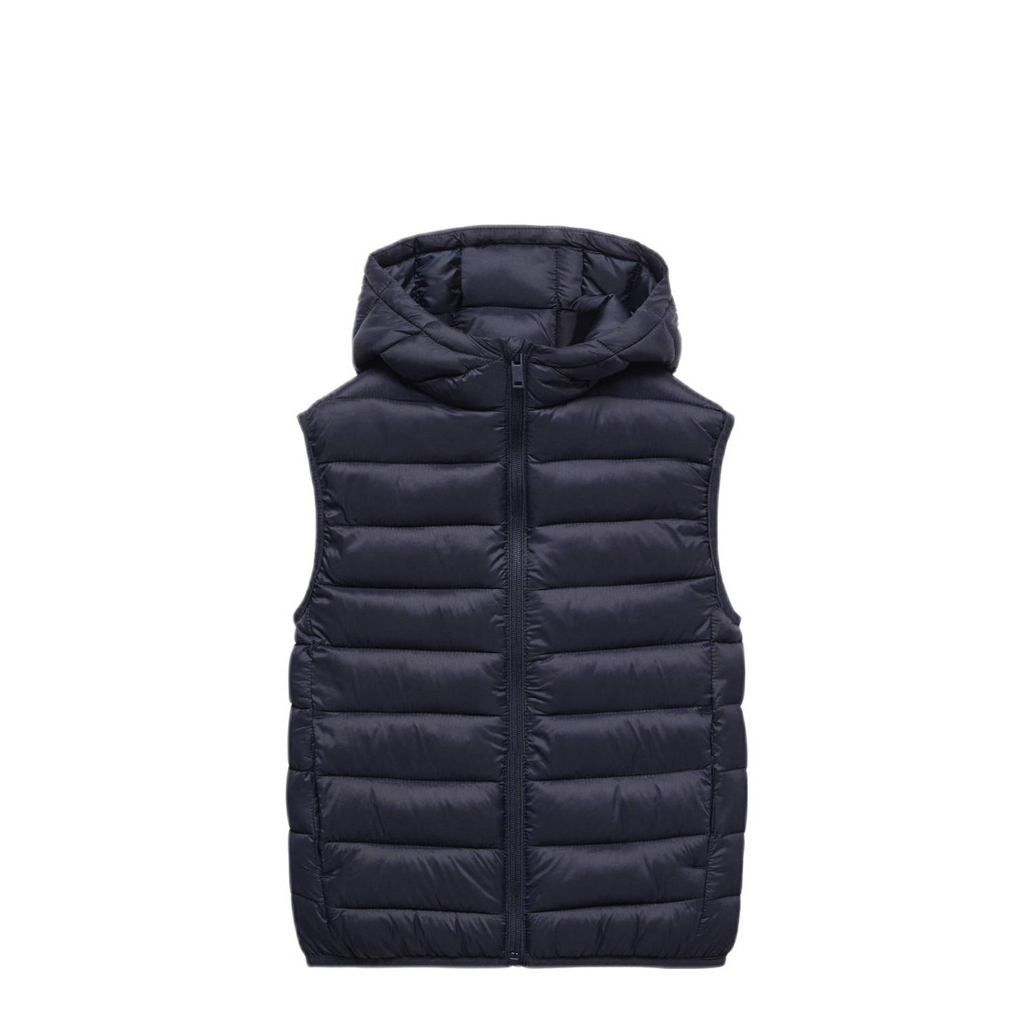 Mango Kids bodywarmer marineblauw Jongens Polyamide Capuchon Effen 128