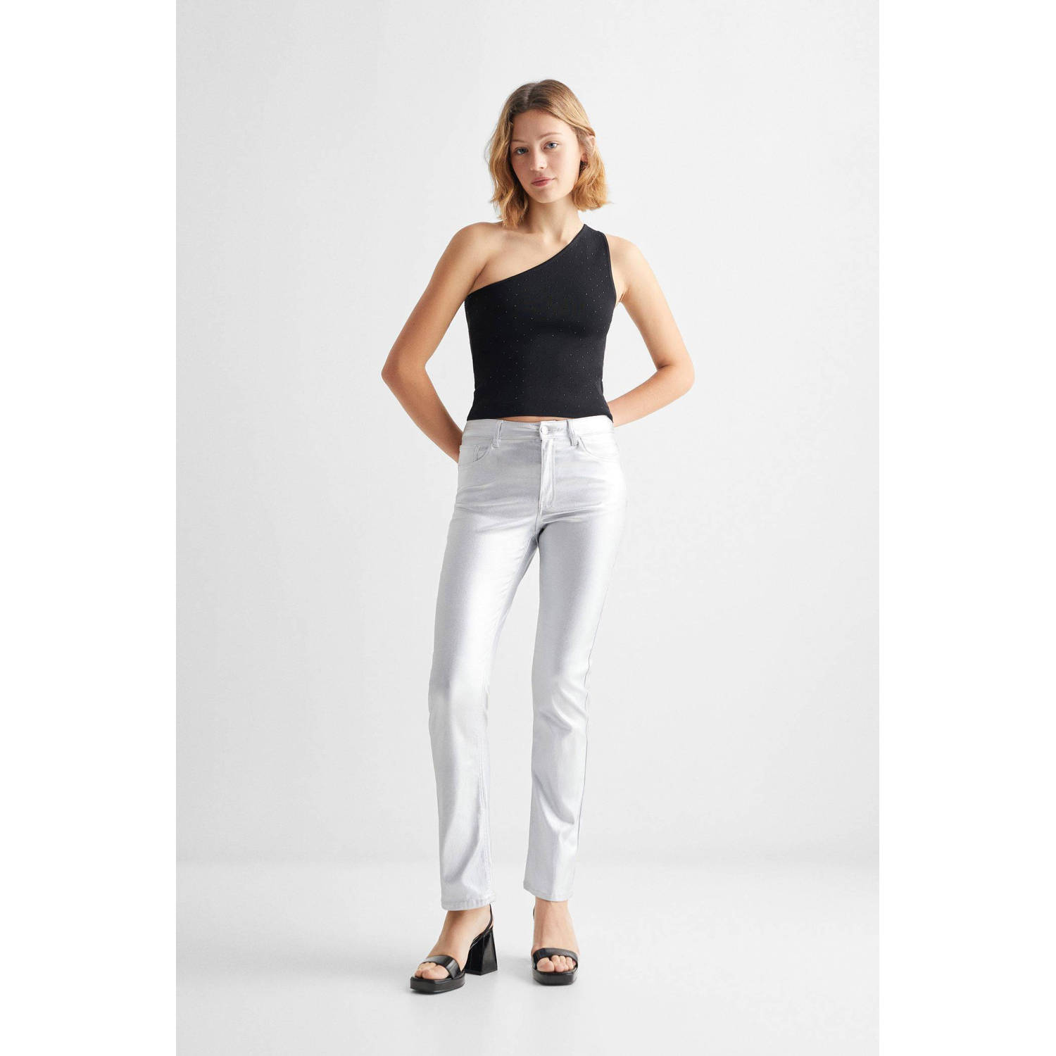 Mango Kids straight fit broek zilver