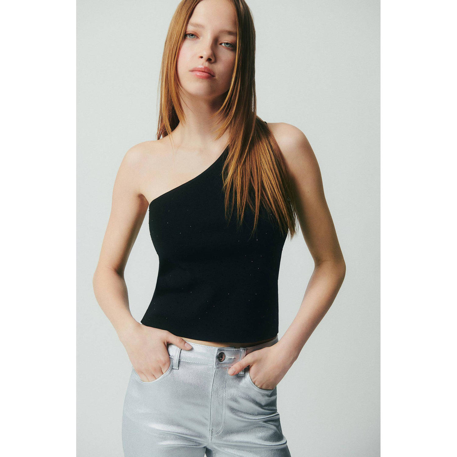 Mango Kids straight fit broek zilver