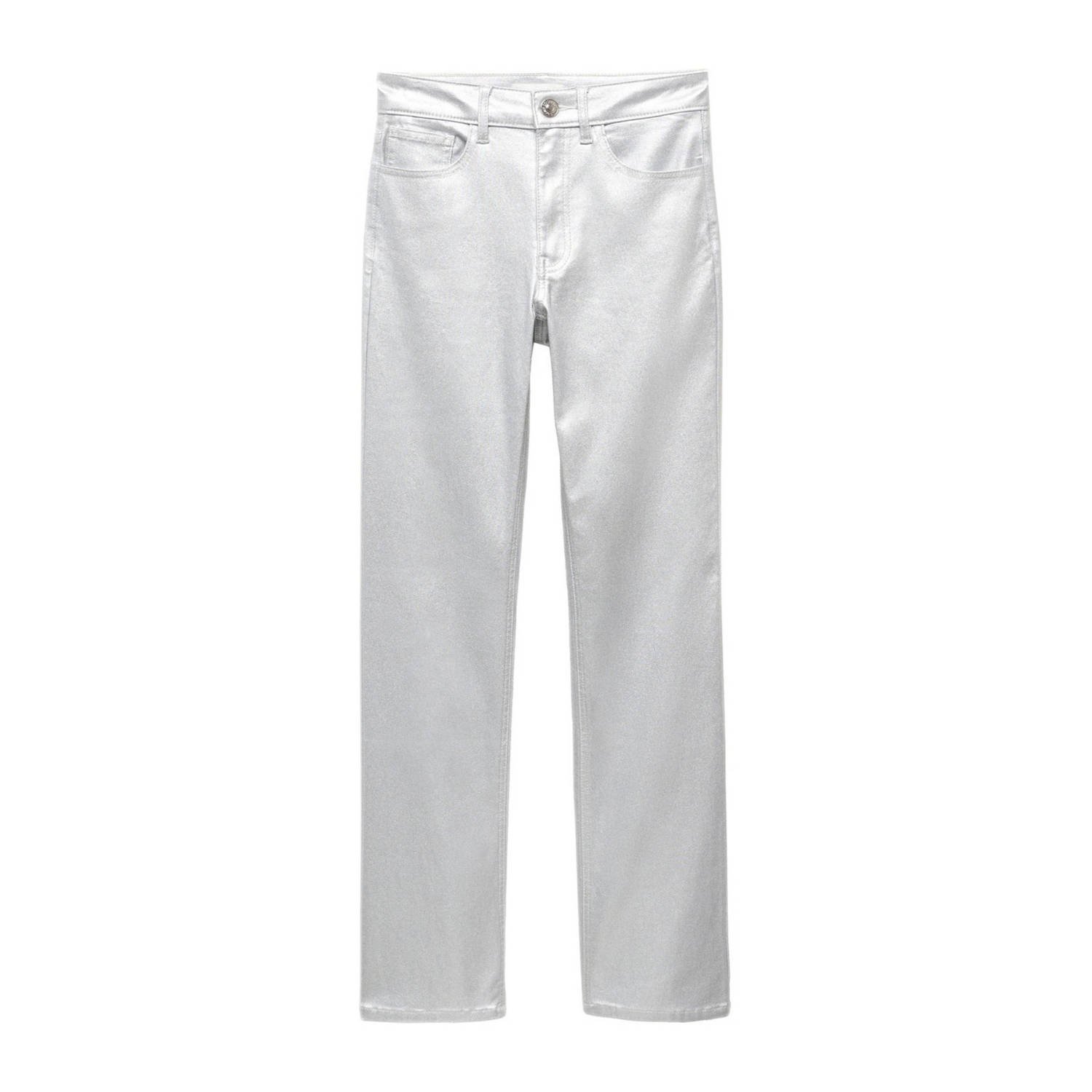 Mango Kids straight fit broek zilver Meisjes Viscose Effen 152(XXS)